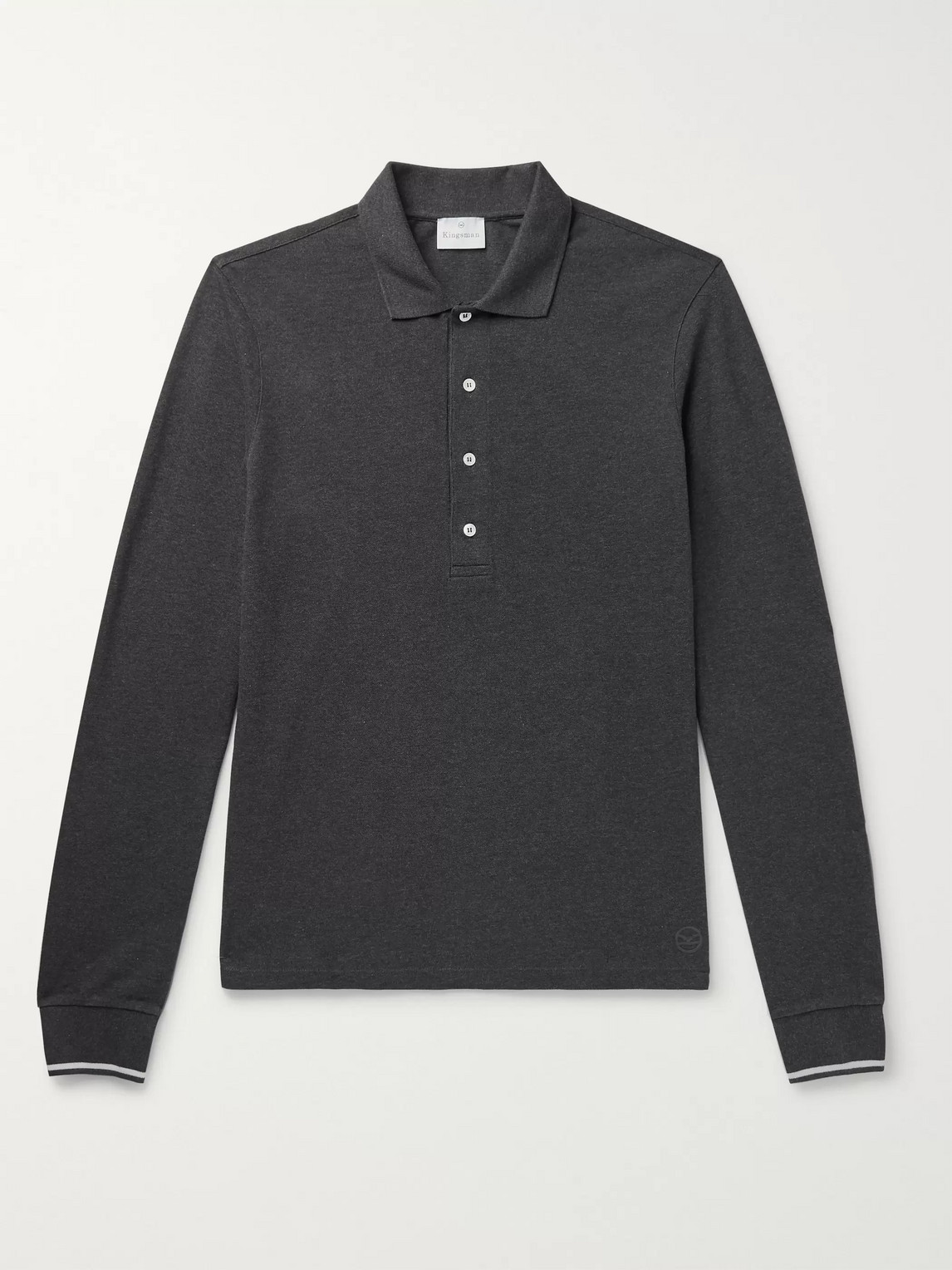 Kingsman Contrast-tipped Cotton-piqué Polo Shirt In Gray