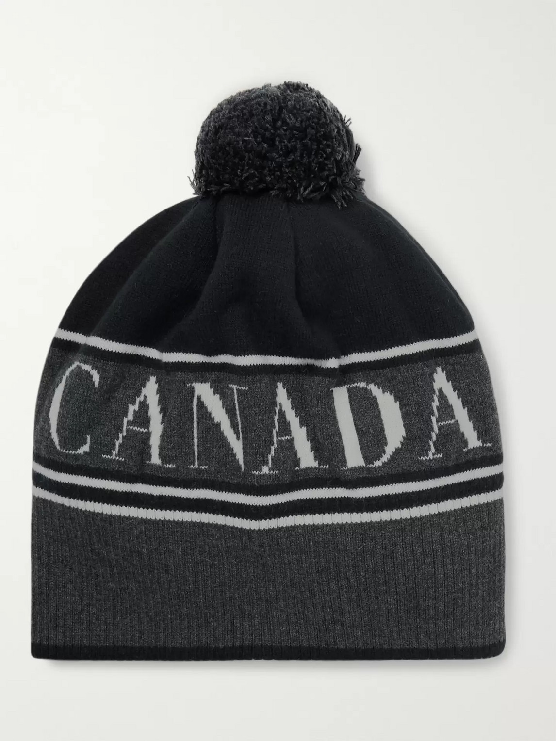 Canada Goose Logo-intarsia Wool-blend Beanie In Black