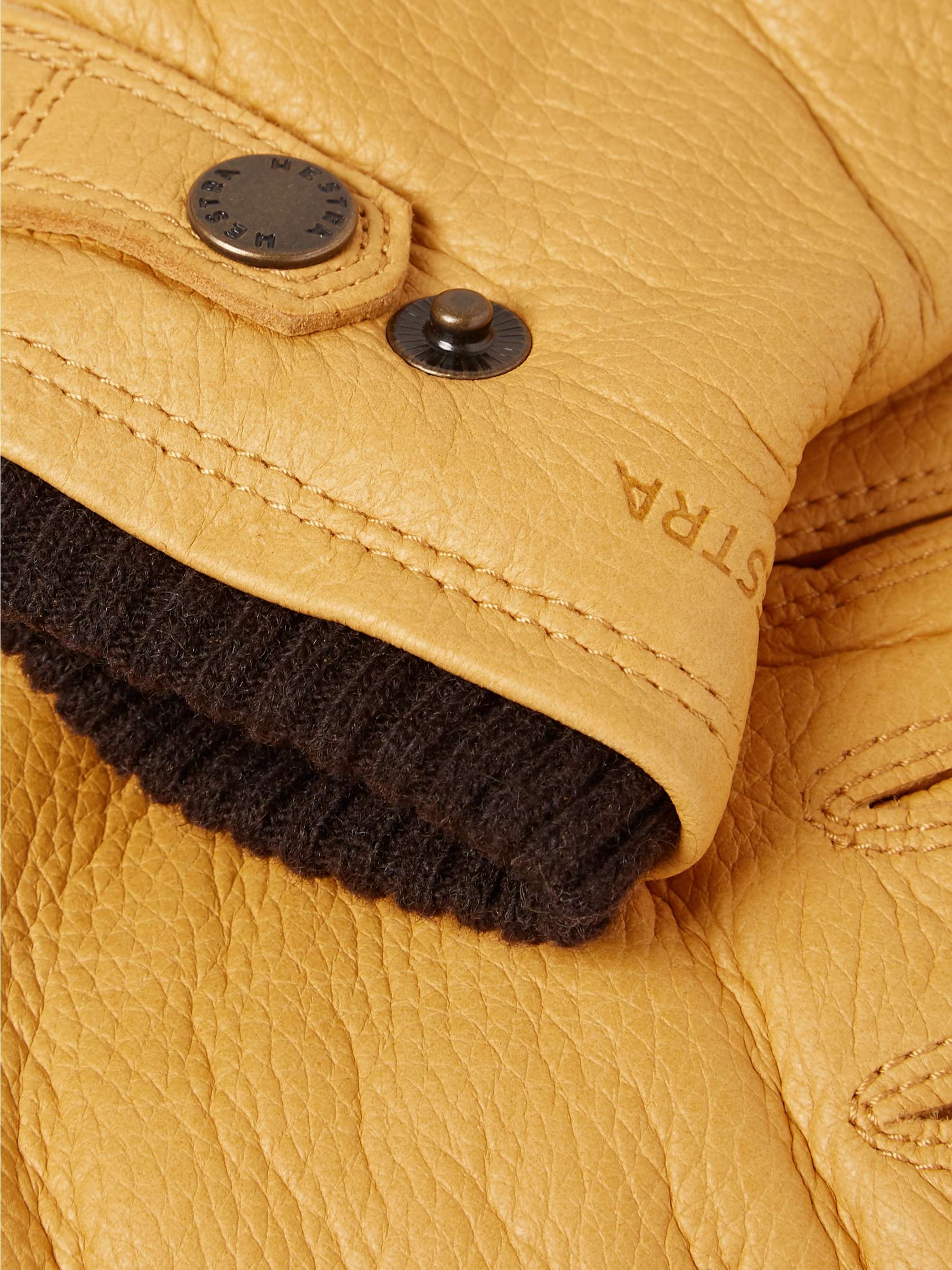 HESTRA Utsjö Fleece-Lined Full-Grain Leather and Wool-Blend Gloves