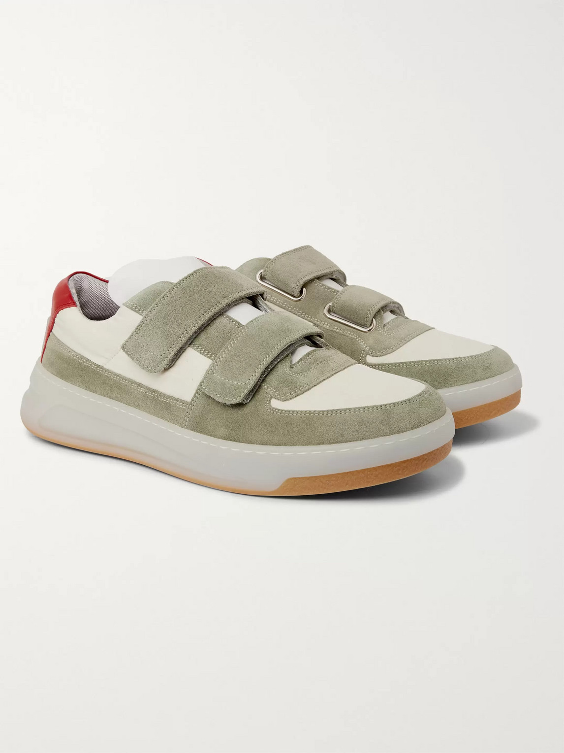 ACNE STUDIOS LEATHER-TRIMMED SUEDE AND SHELL SNEAKERS