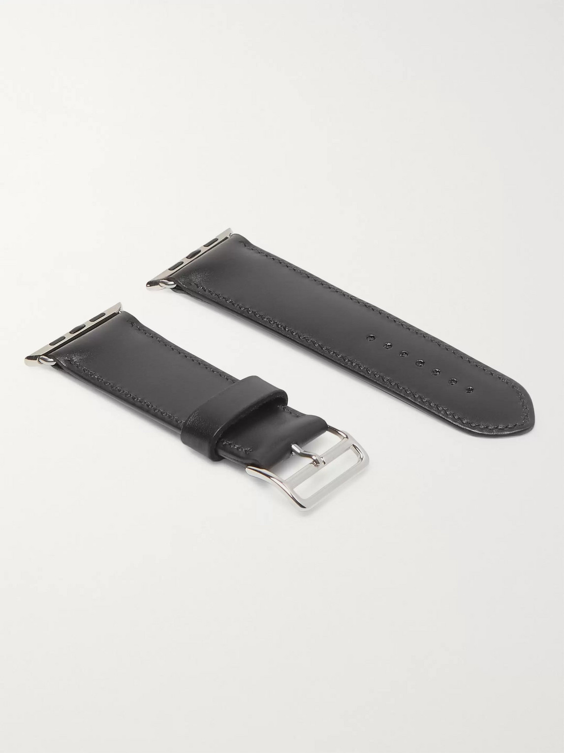 George Cleverley Leather Smart Watch Strap In Black