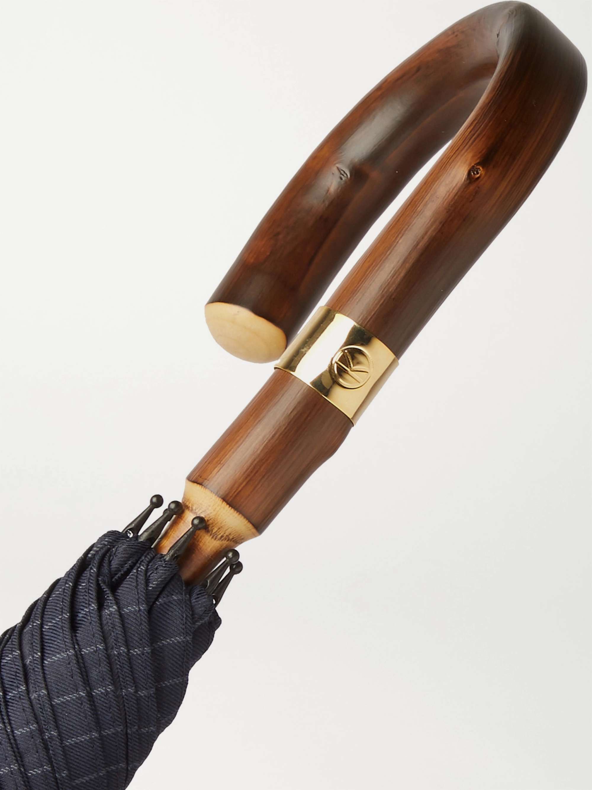 KINGSMAN + London Undercover Pinstriped Chestnut Wood-Handle Umbrella