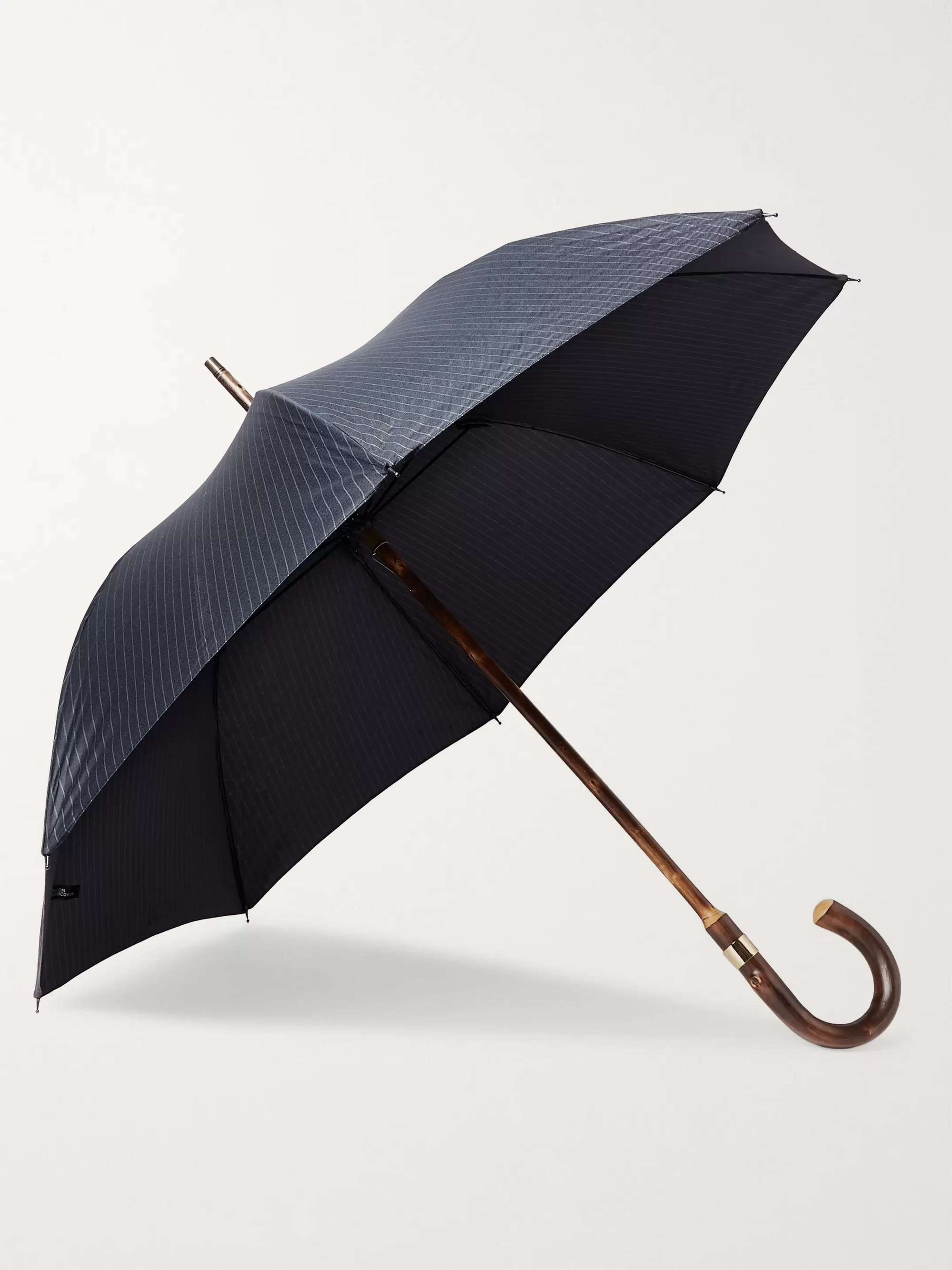 KINGSMAN + London Undercover Pinstriped Chestnut Wood-Handle Umbrella