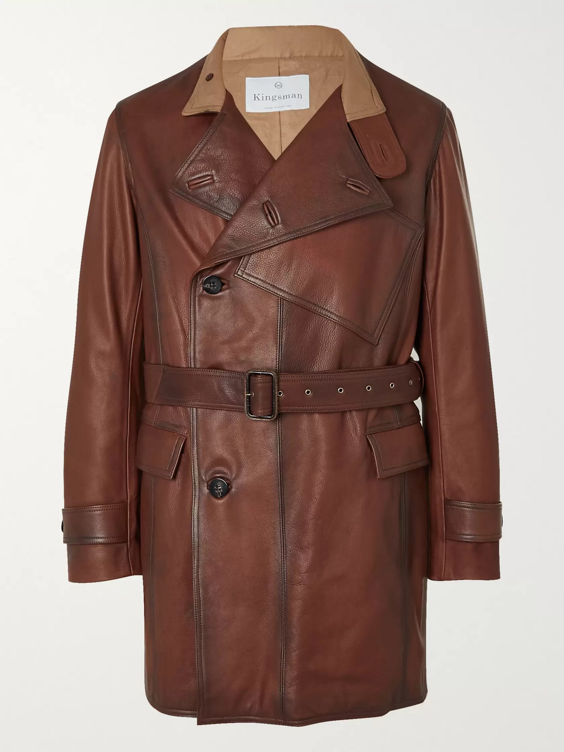 Kingsman Burnished-leather Jacket In Brown