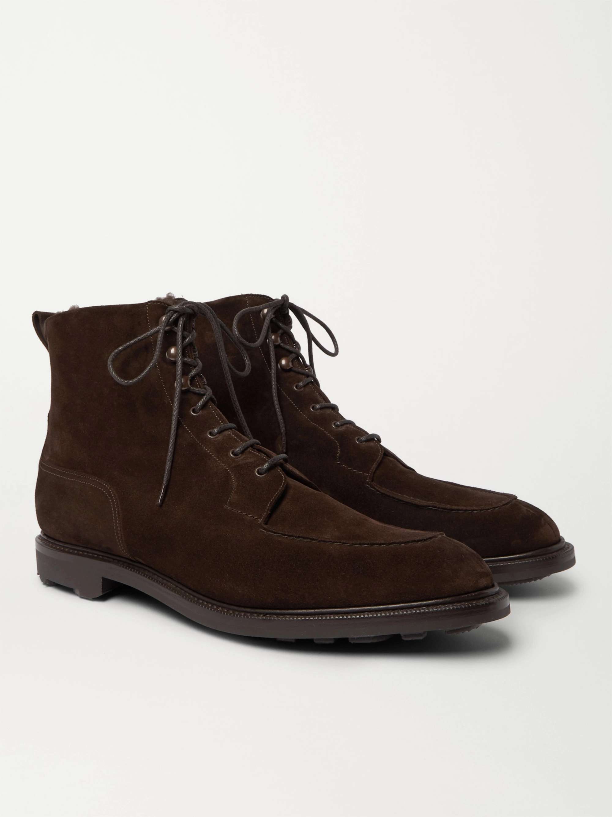 EDWARD GREEN Cranleigh Shearling-Lined Full-Grain Leather Boots