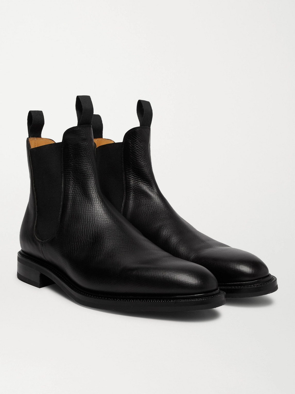 Edward Green Newmarket Textured-leather Chelsea Boots In Black