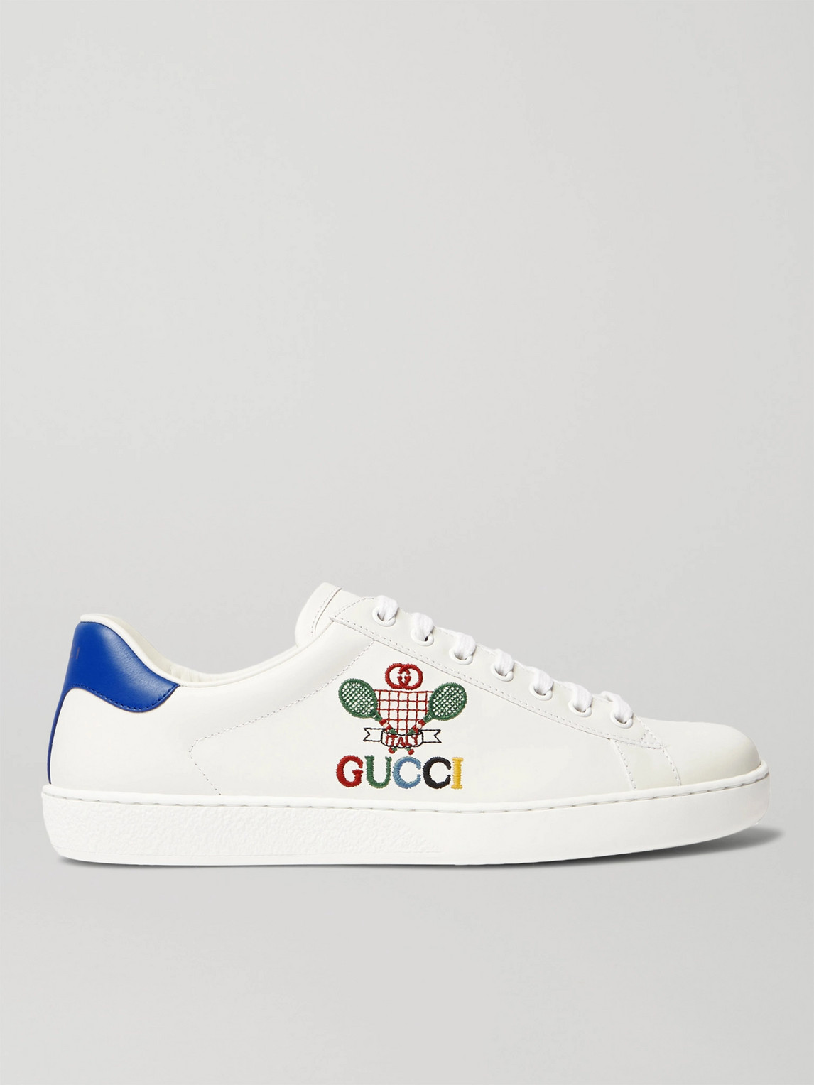 New Ace Logo-Embroidered Leather Sneakers
