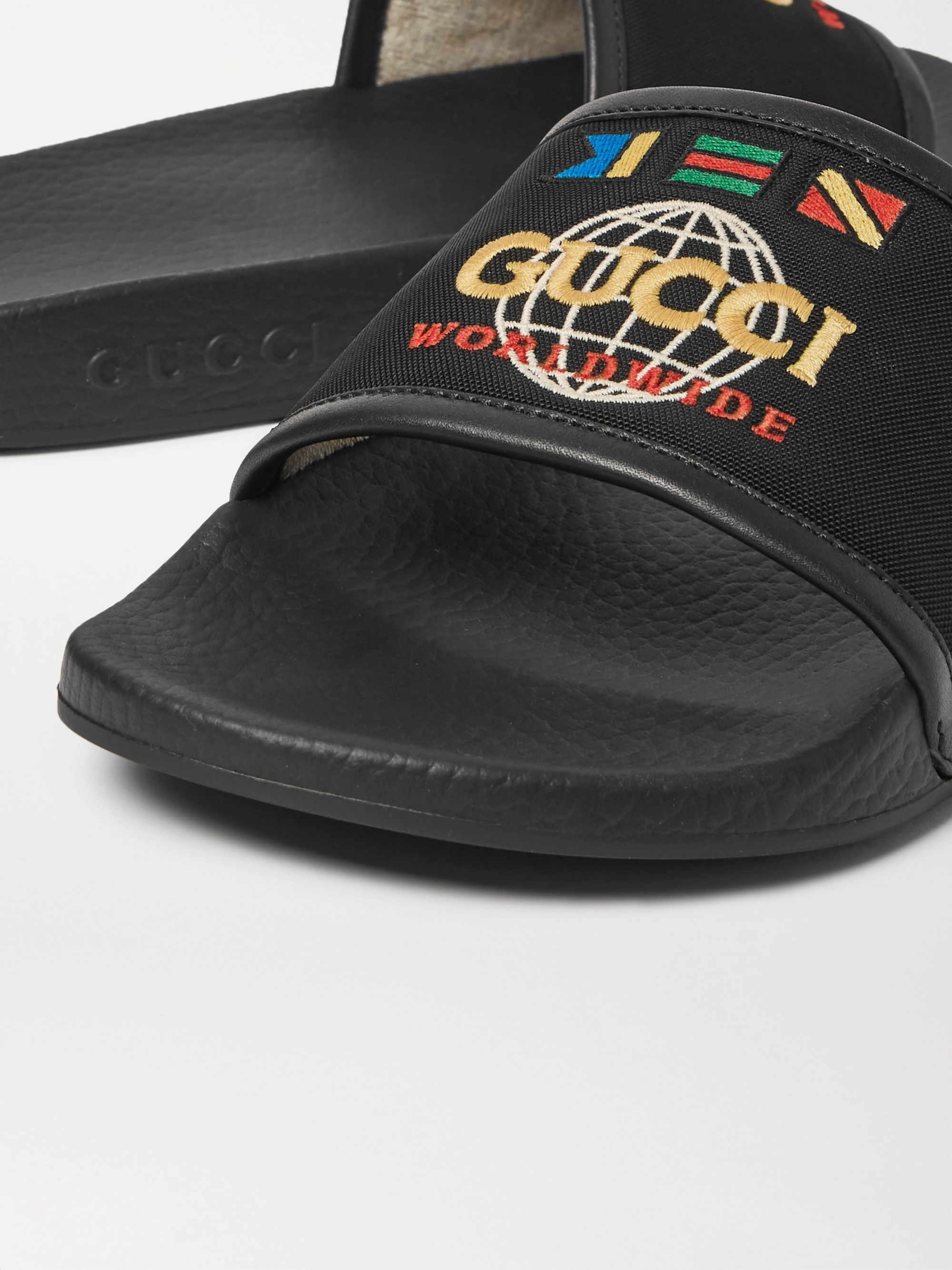 gucci embroidered slides
