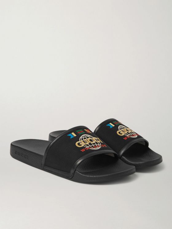 gucci embroidered slides
