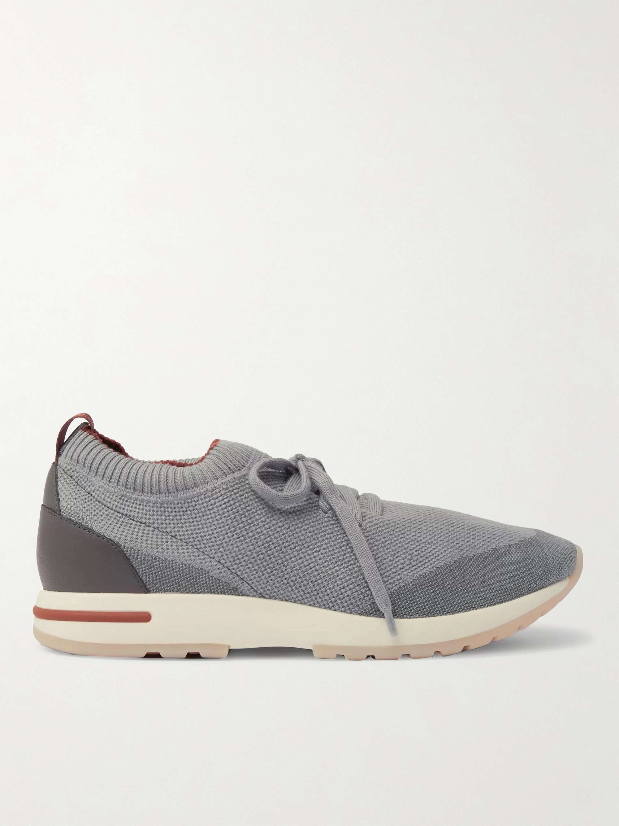 로로피아나 스니커즈 LORO PIANA 360 Flexy Walk Leather-Trimmed Knitted Wish Wool Sneakers,Gray