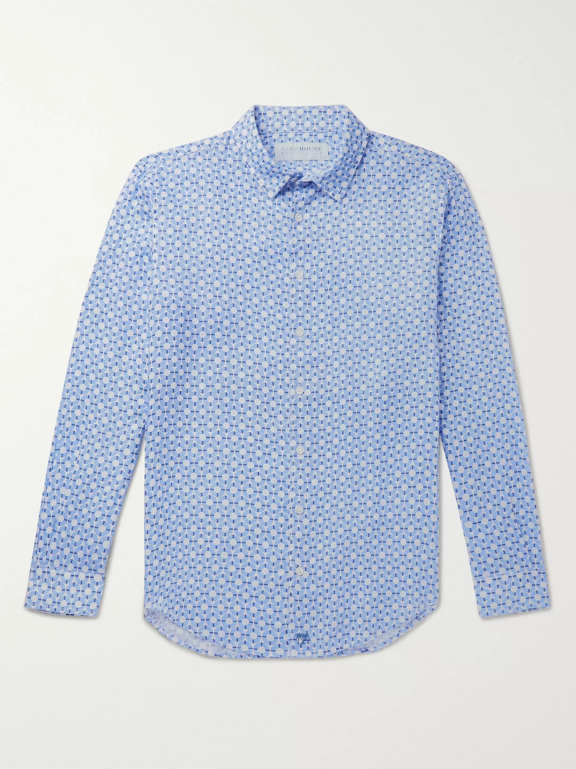 Pink House Mustique Printed Linen Shirt In Blue
