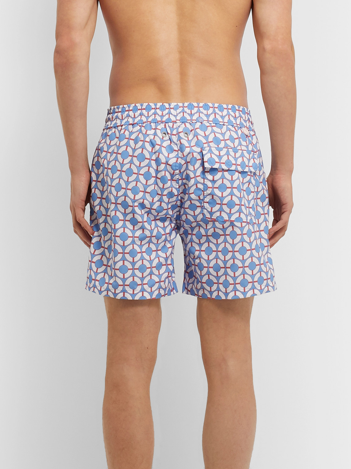 Shop Pink House Mustique Printed Mid-length Printed Swim Shorts In Blue
