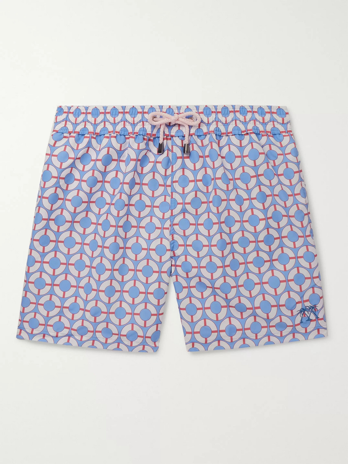Pink House Mustique Printed Mid-length Printed Swim Shorts In Blue