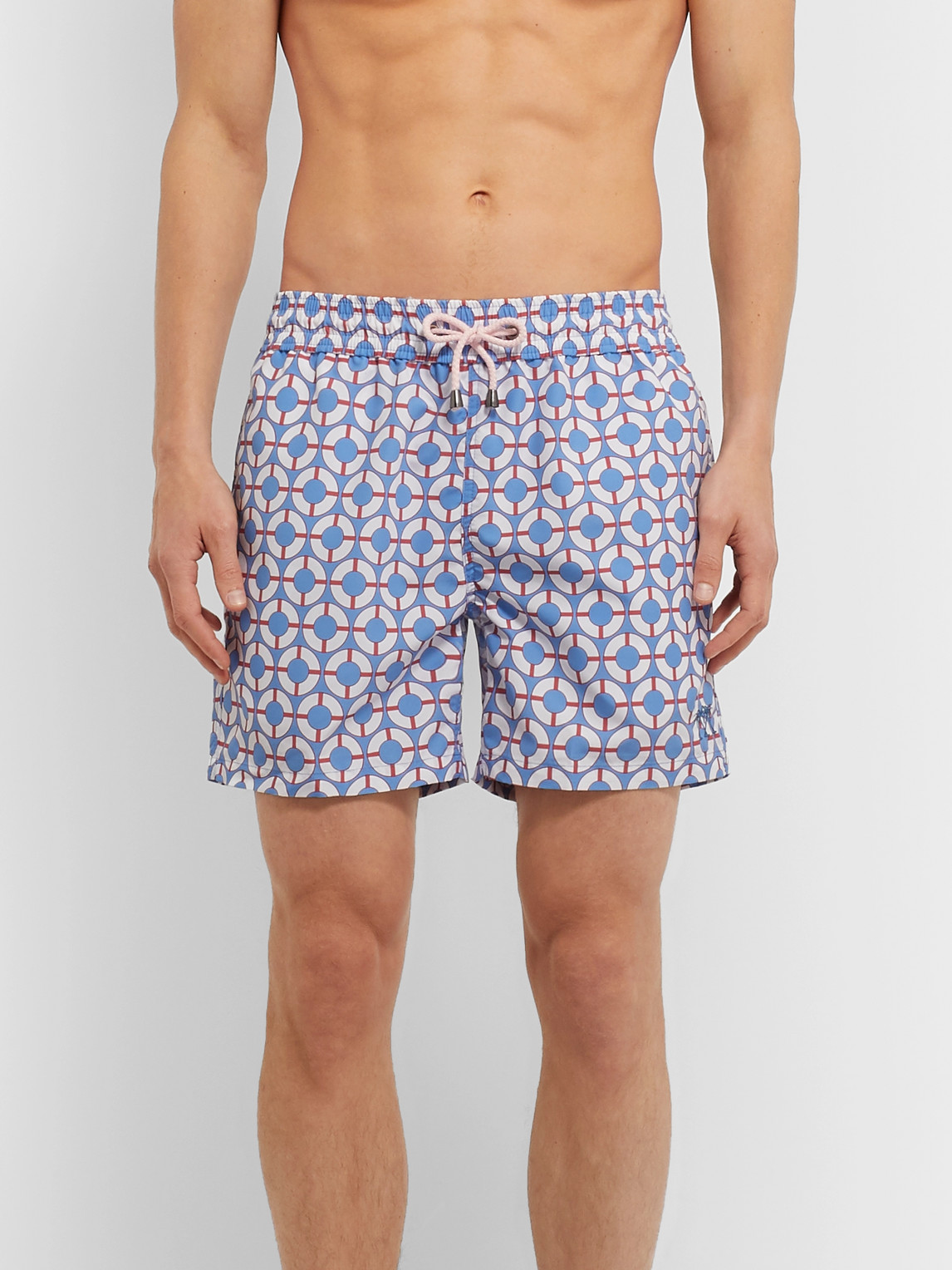 Shop Pink House Mustique Printed Mid-length Printed Swim Shorts In Blue
