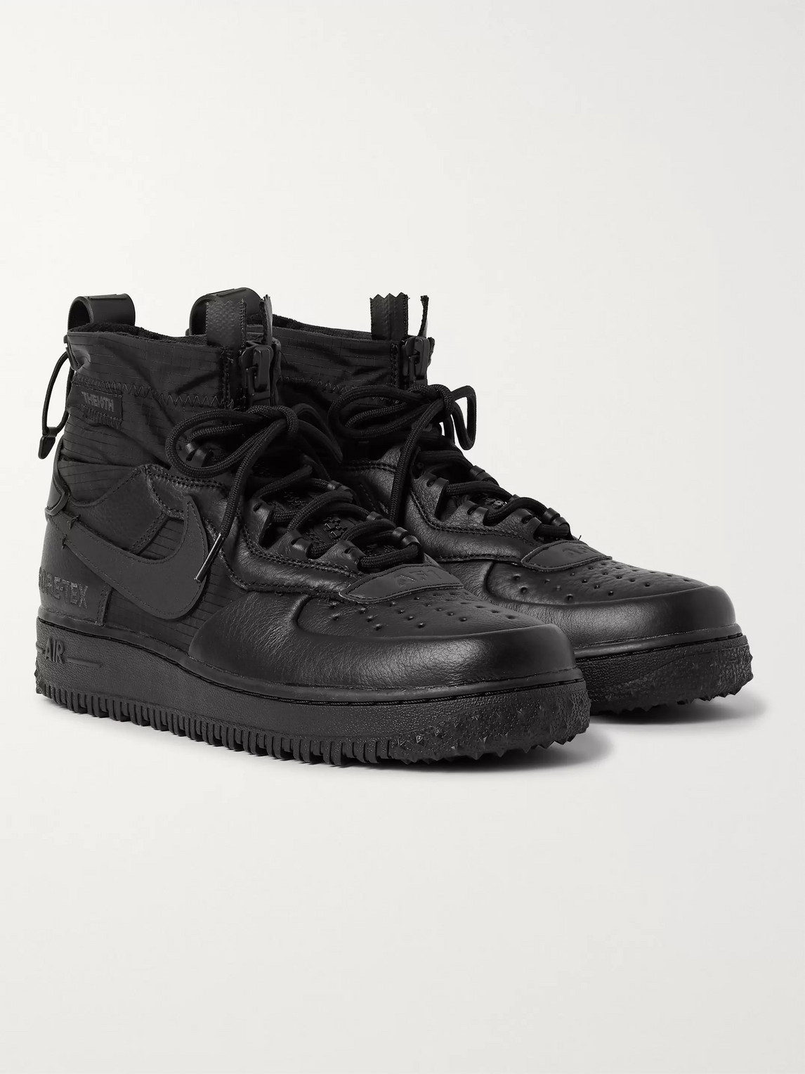NIKE AIR FORCE 1 WINTER GORE-TEX AND LEATHER HIGH-TOP SNEAKERS