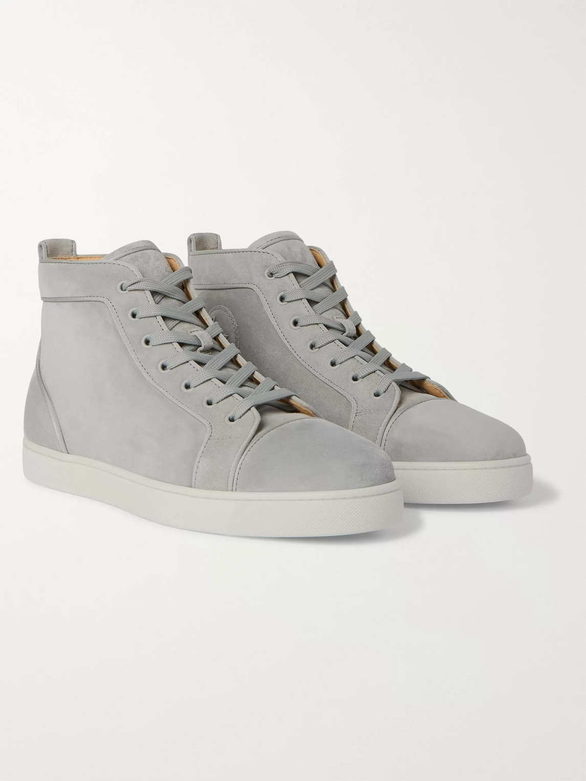 Christian Louboutin Louis Suede High-top Sneakers In Gray