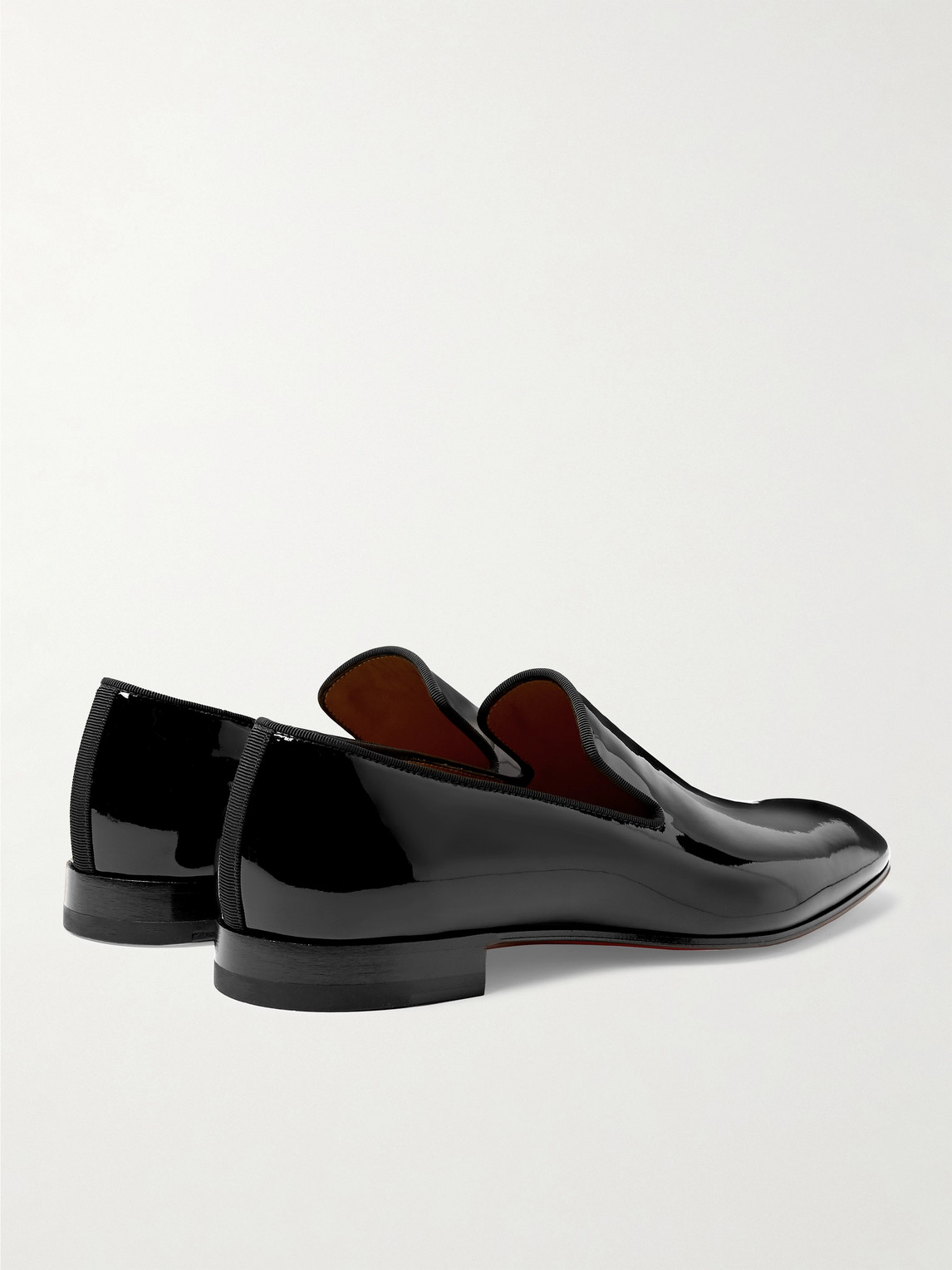 Shop Christian Louboutin Dandelion Grosgrain-trimmed Patent-leather Loafers In Black