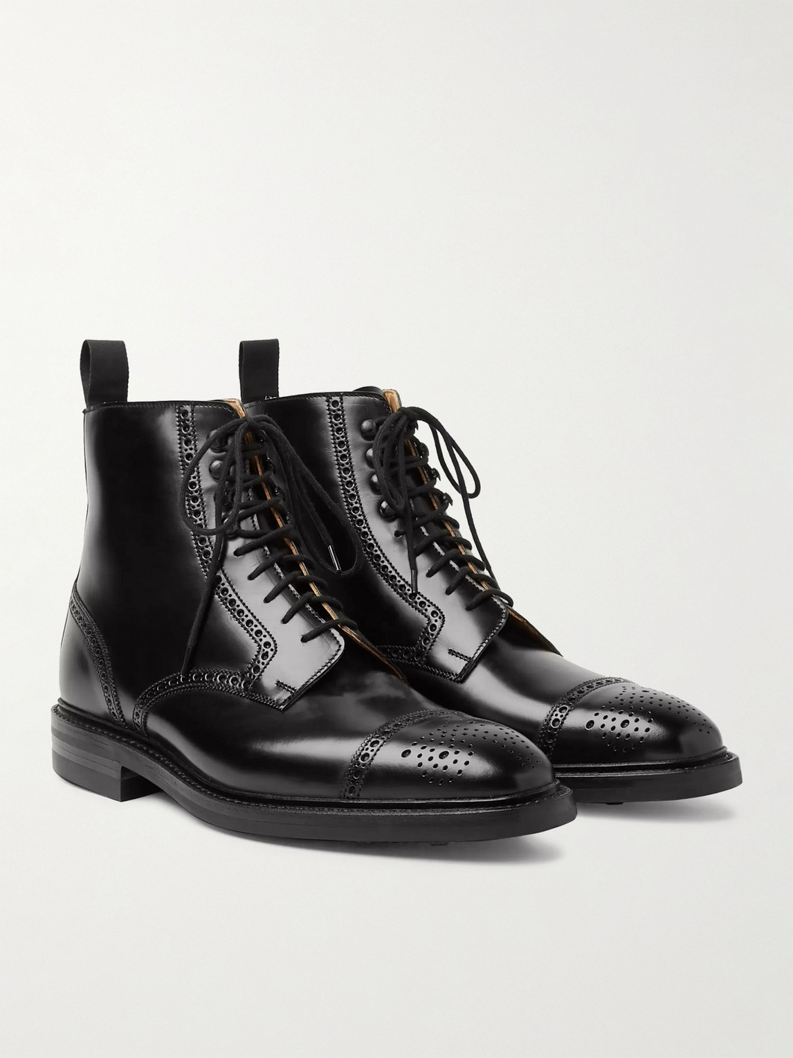 George Cleverley Toby Polished-leather Brogue Boots In Black