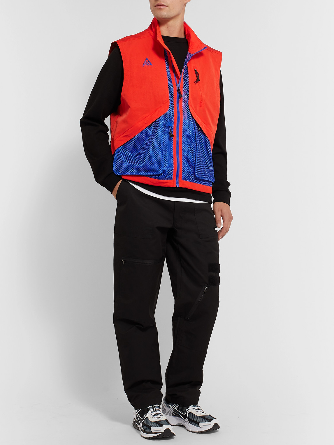 Nike Acg Logo-embroidered Shell And Mesh Gilet In Red