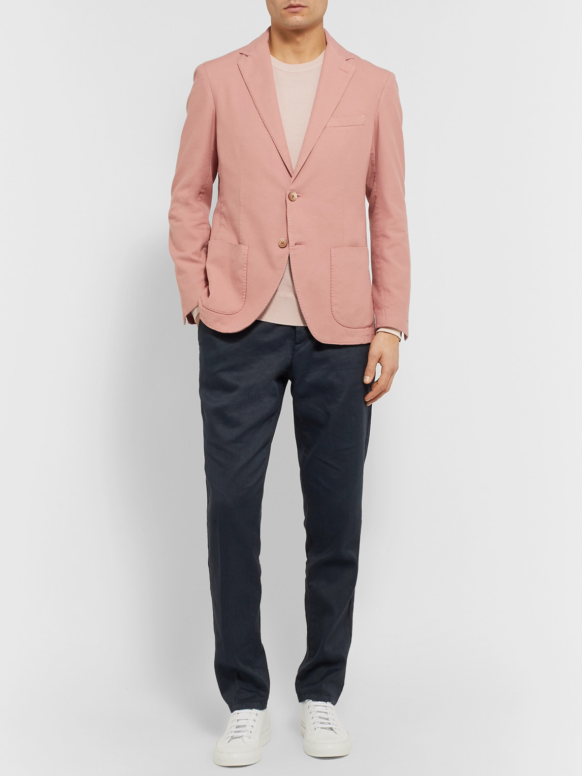 Altea Tito Unstructured Cotton And Silk-blend Blazer In Pink