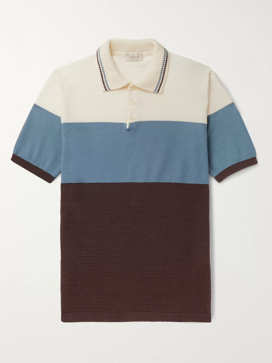 Altea Colour-block Cotton Polo Shirt In Blue
