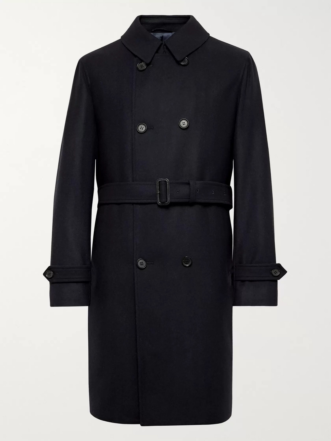 Beams F Double-breasted Wool And Cashmere-blend Trench Coat In Blue