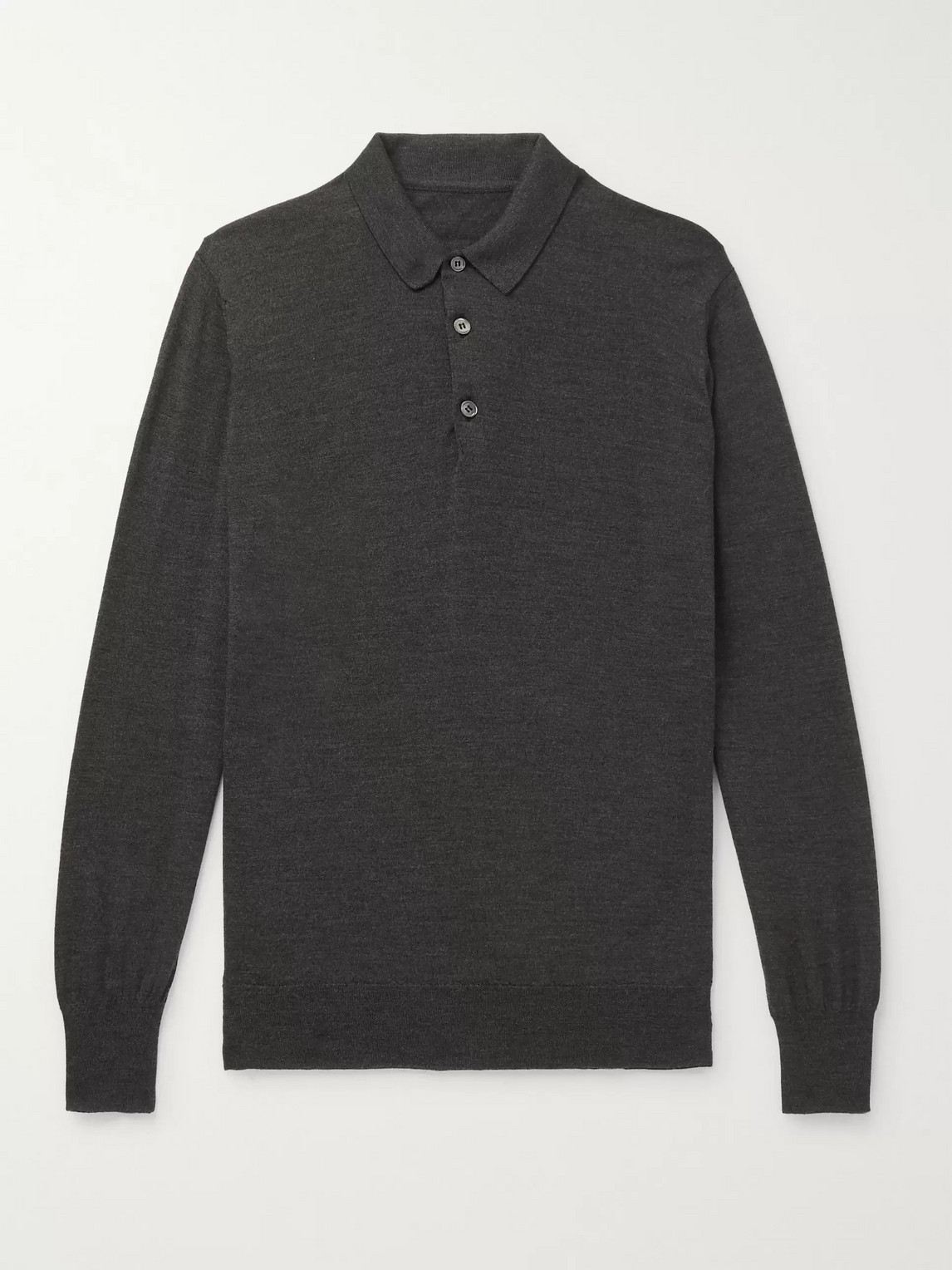 Anderson & Sheppard Mélange Merino Wool Polo Shirt In Grey
