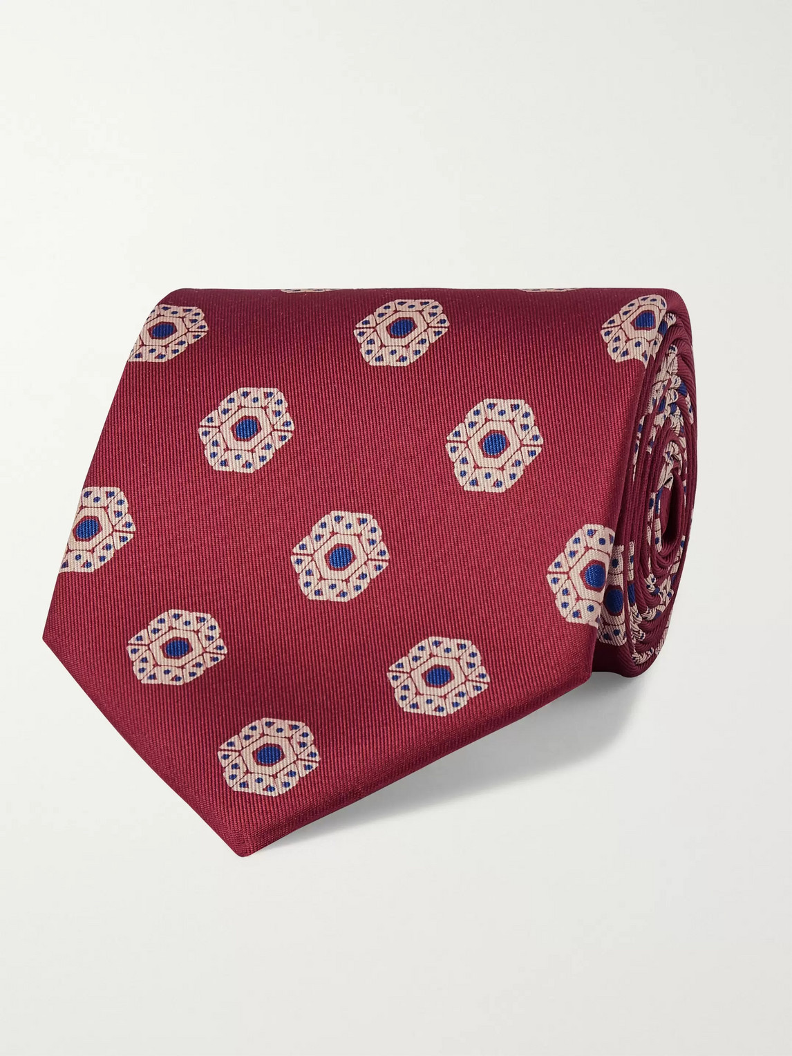 E.marinella 8.5cm Printed Silk-twill Tie In Red