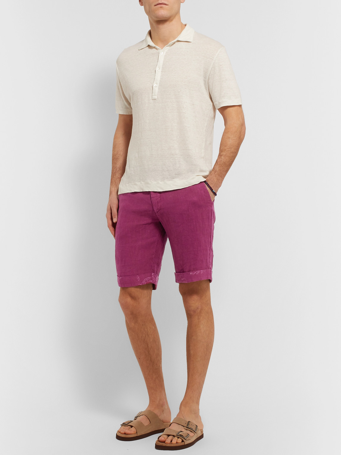 Etro Linen Shorts In Pink