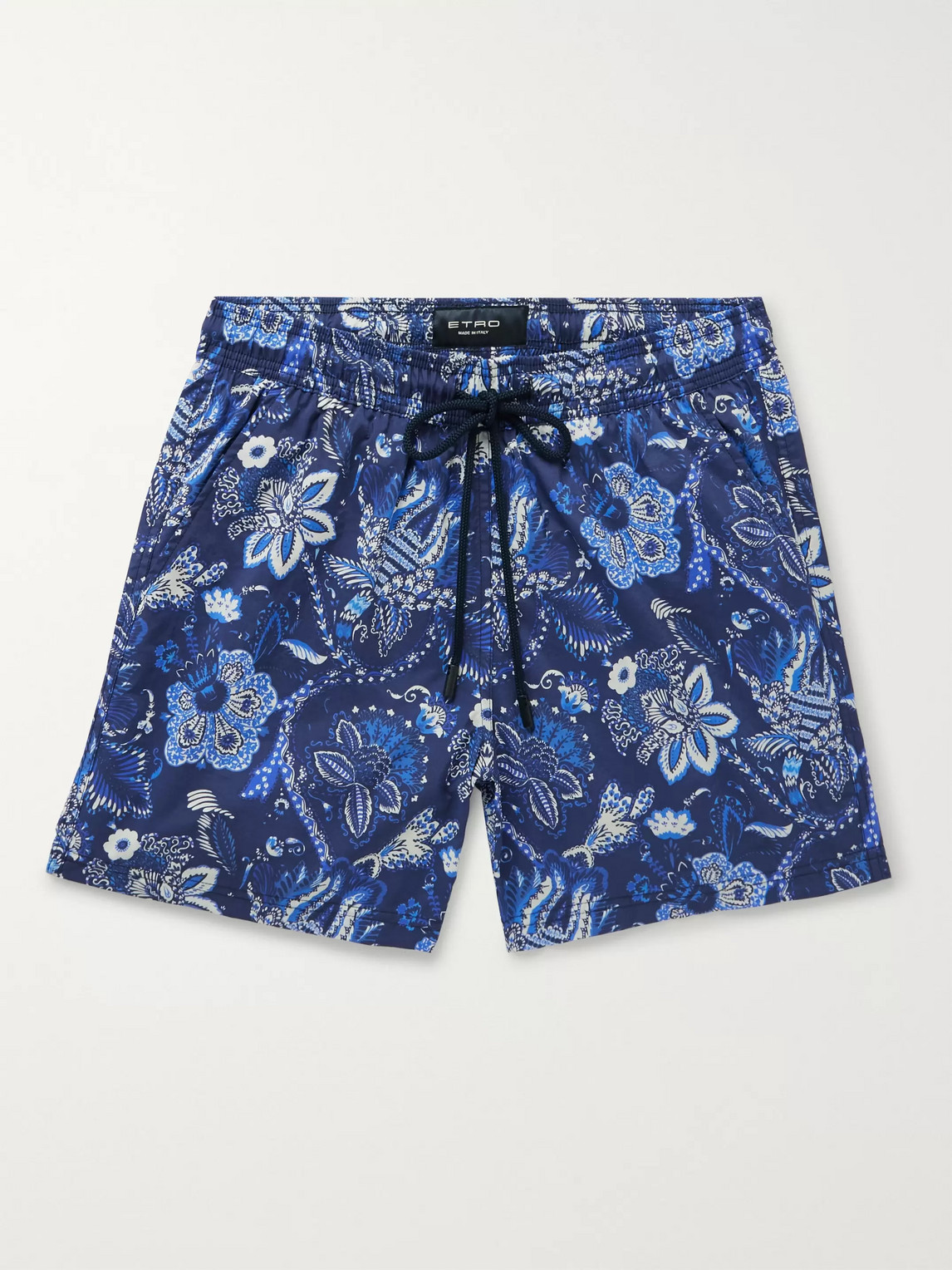 Etro Mid-length Floral-print Swim Shorts In Blue