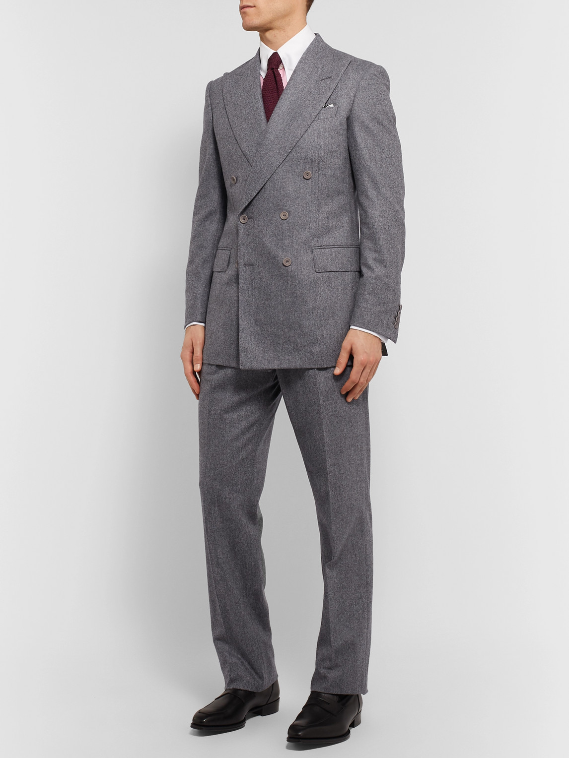 Maximilian Mogg Grey Double-breasted Wool-flannel Suit In Gray | ModeSens