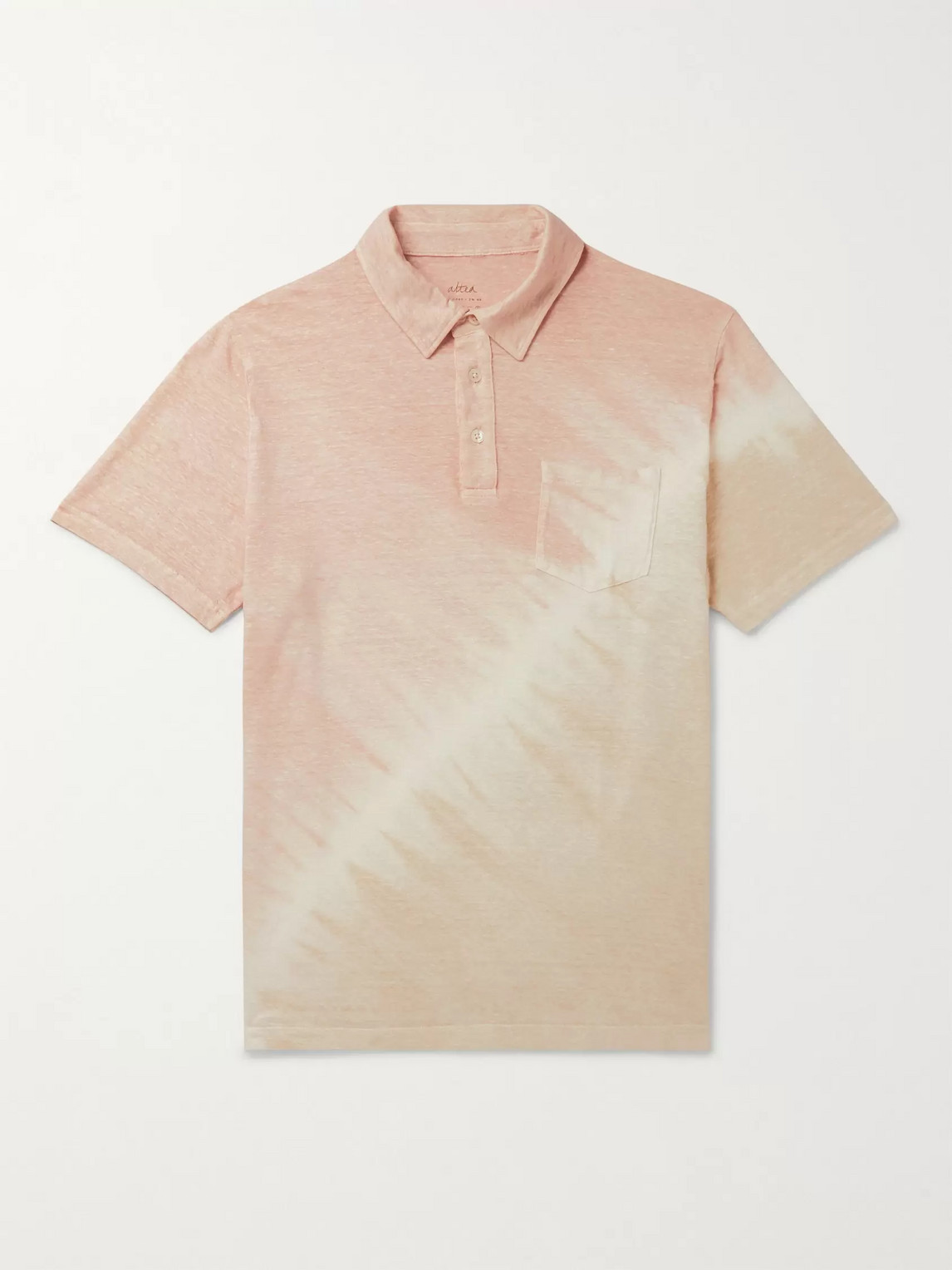 Altea Tie-dyed Stretch-linen Polo Shirt In Pink