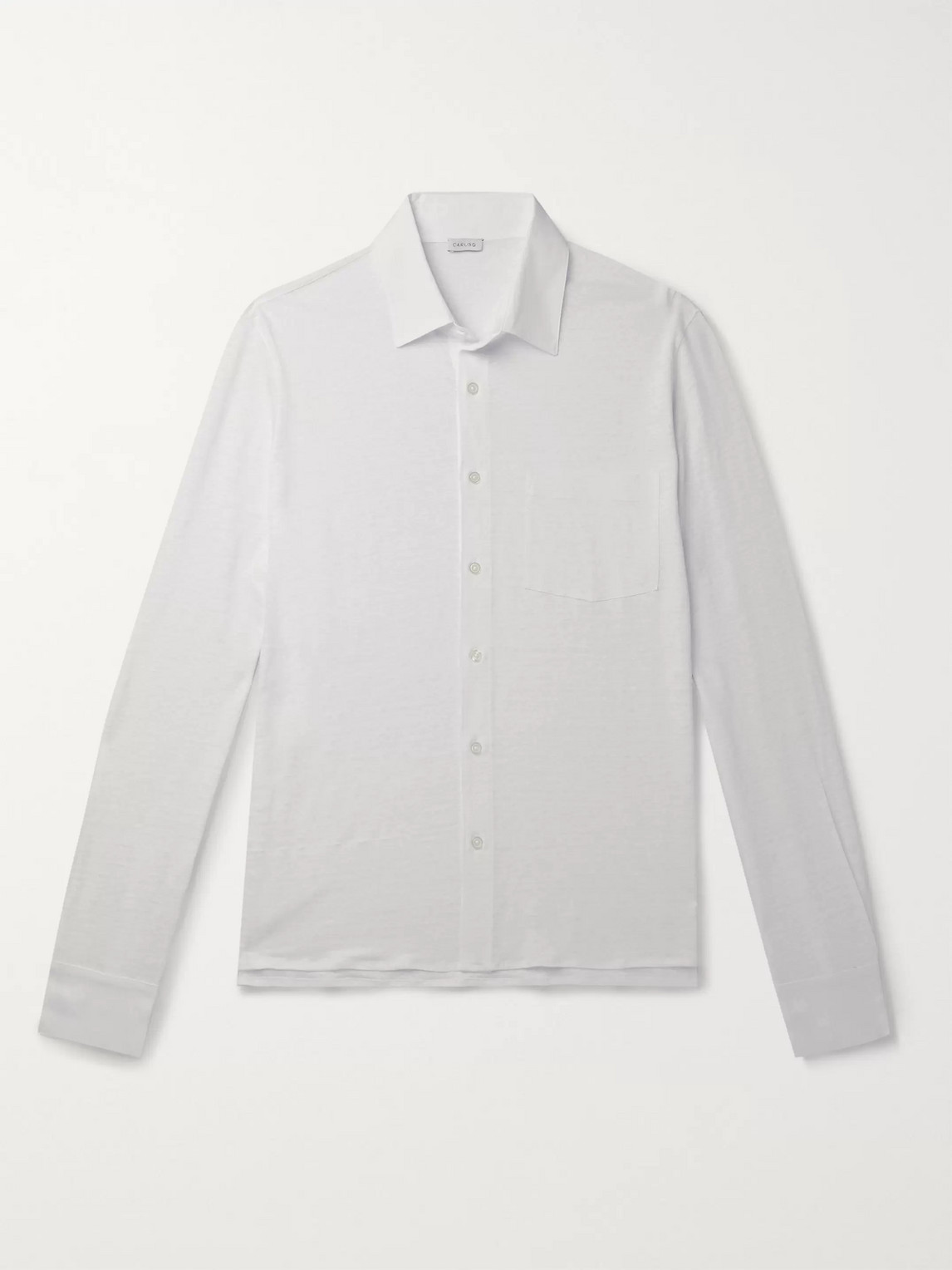 Caruso Poplin-trimmed Slub Linen Shirt In White