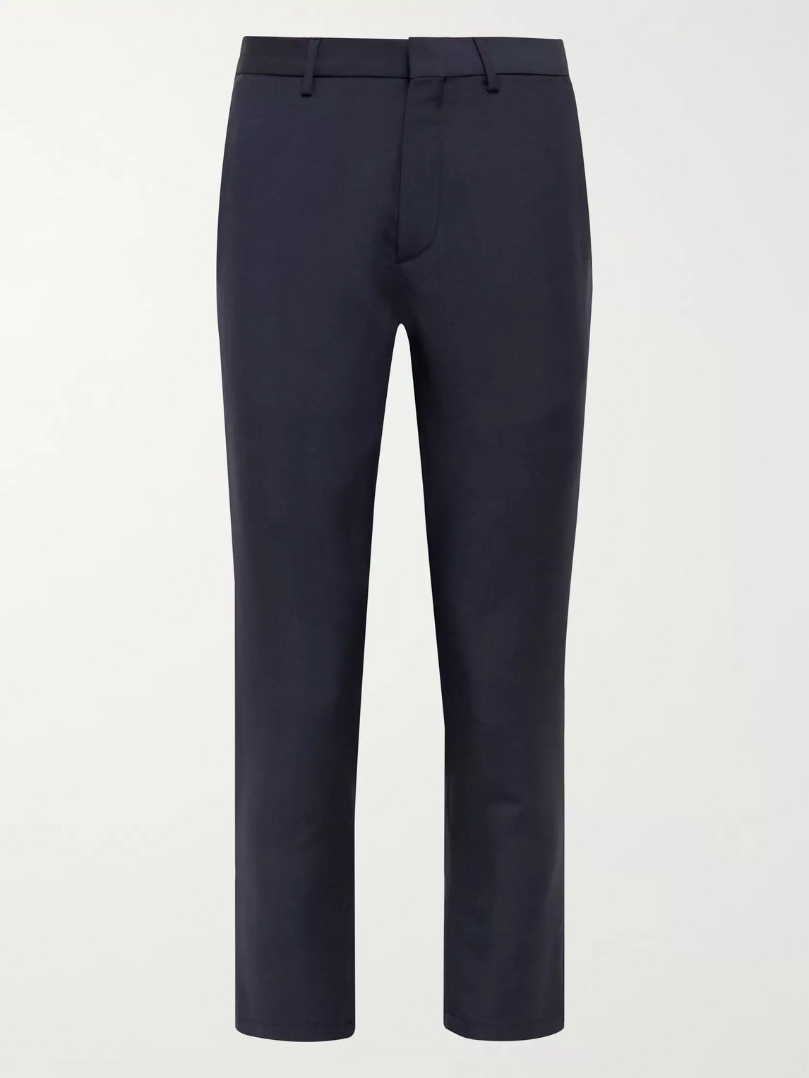 Caruso Navy Slim-fit Cropped Wool And Mohair-blend Trousers In Blue