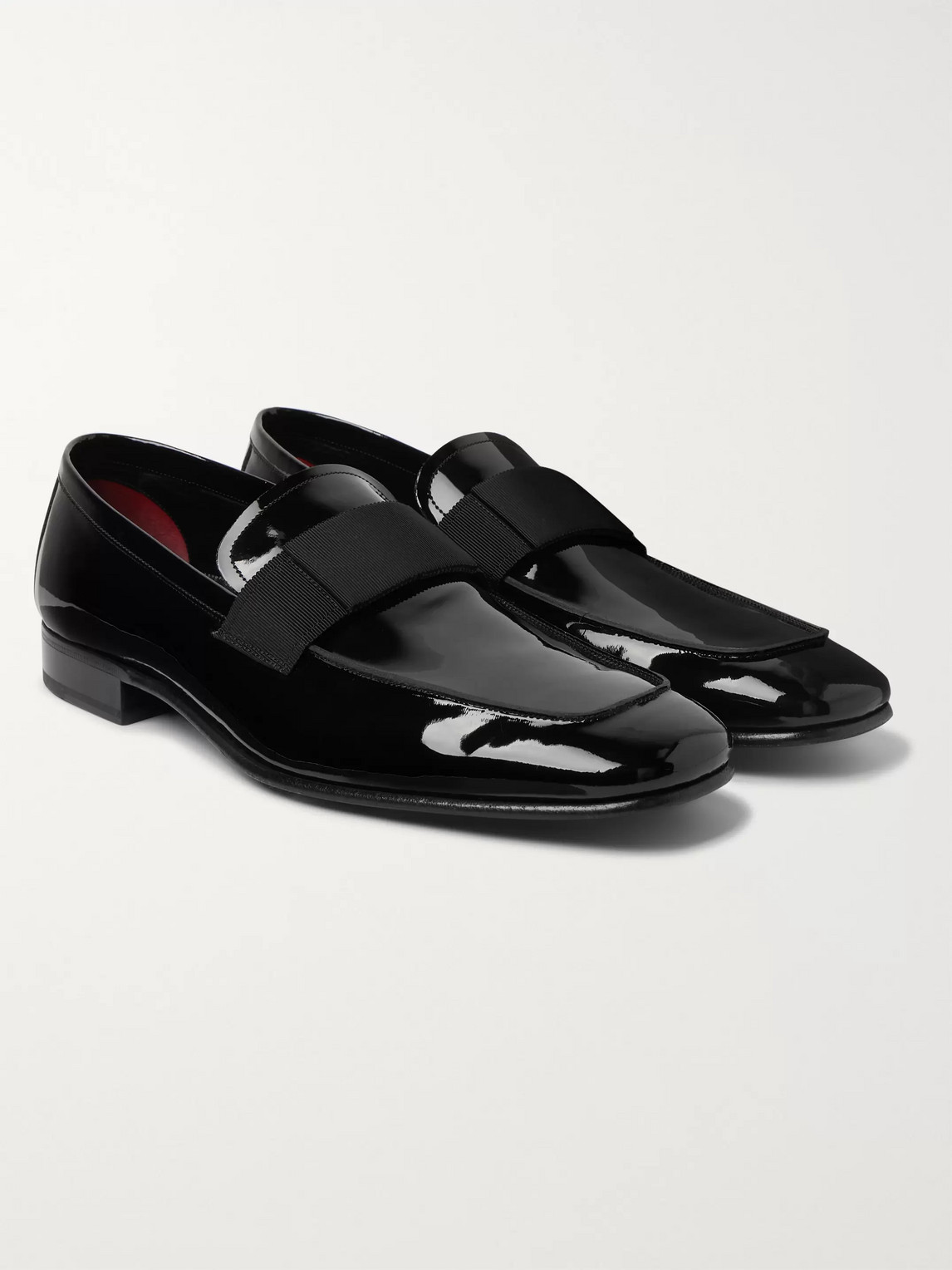 TOM FORD GROSGRAIN-TRIMMED PATENT-LEATHER LOAFERS