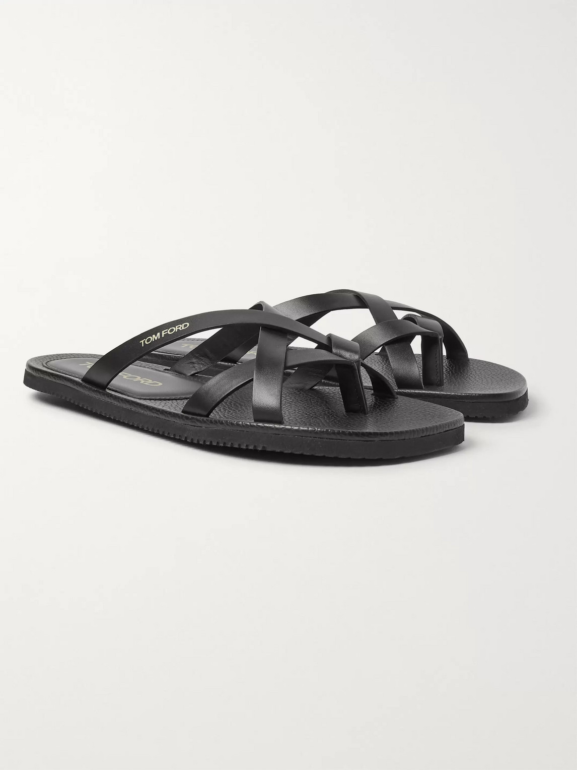Tom Ford Seafield Leather Sandals In Black