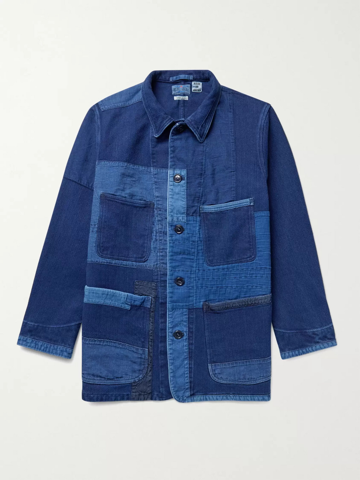Blue Blue Japan Sashiko Patchwork Indigo-dyed Cotton Chore Jacket In Blue