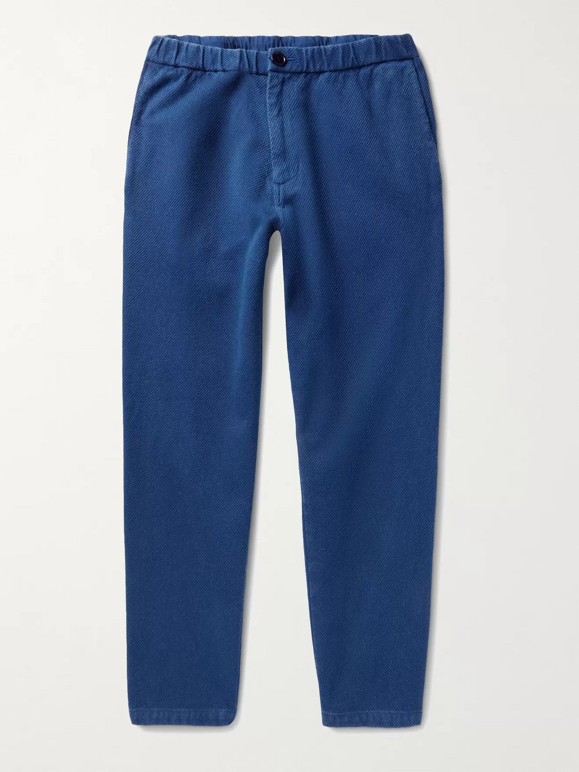blue tapered trousers