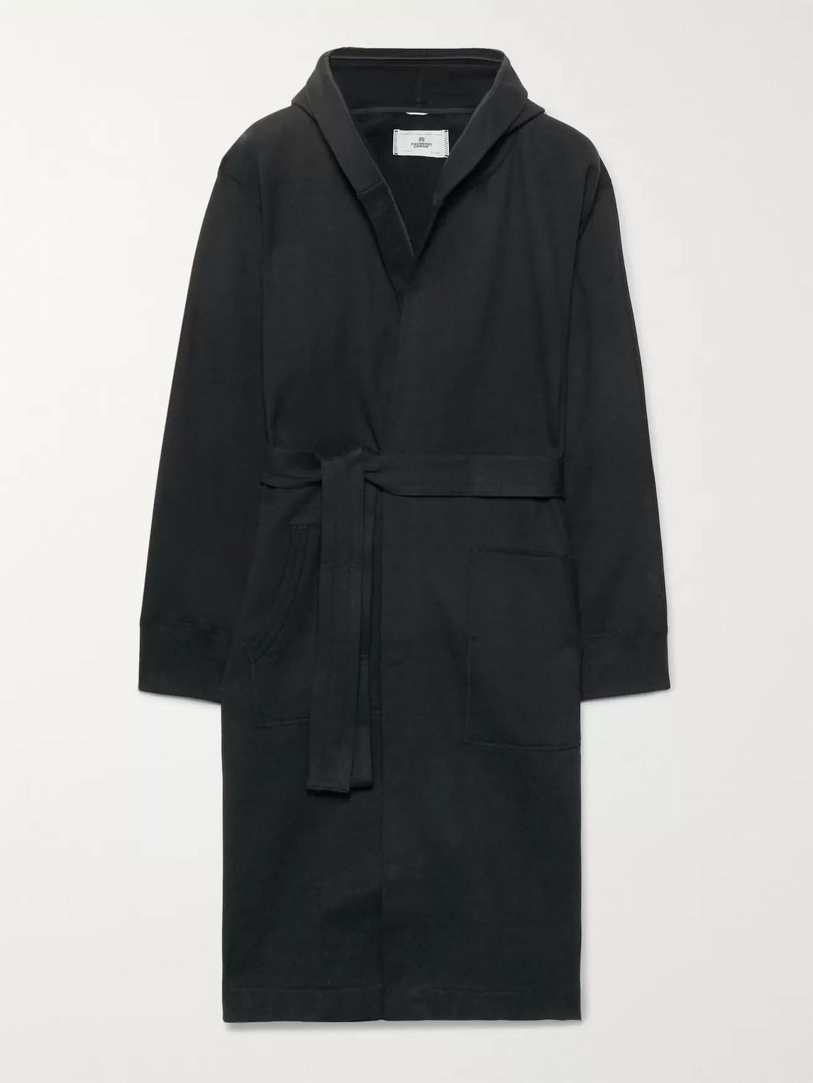 Reigning Champ Loopback Cotton-jersey Hooded Robe In Black