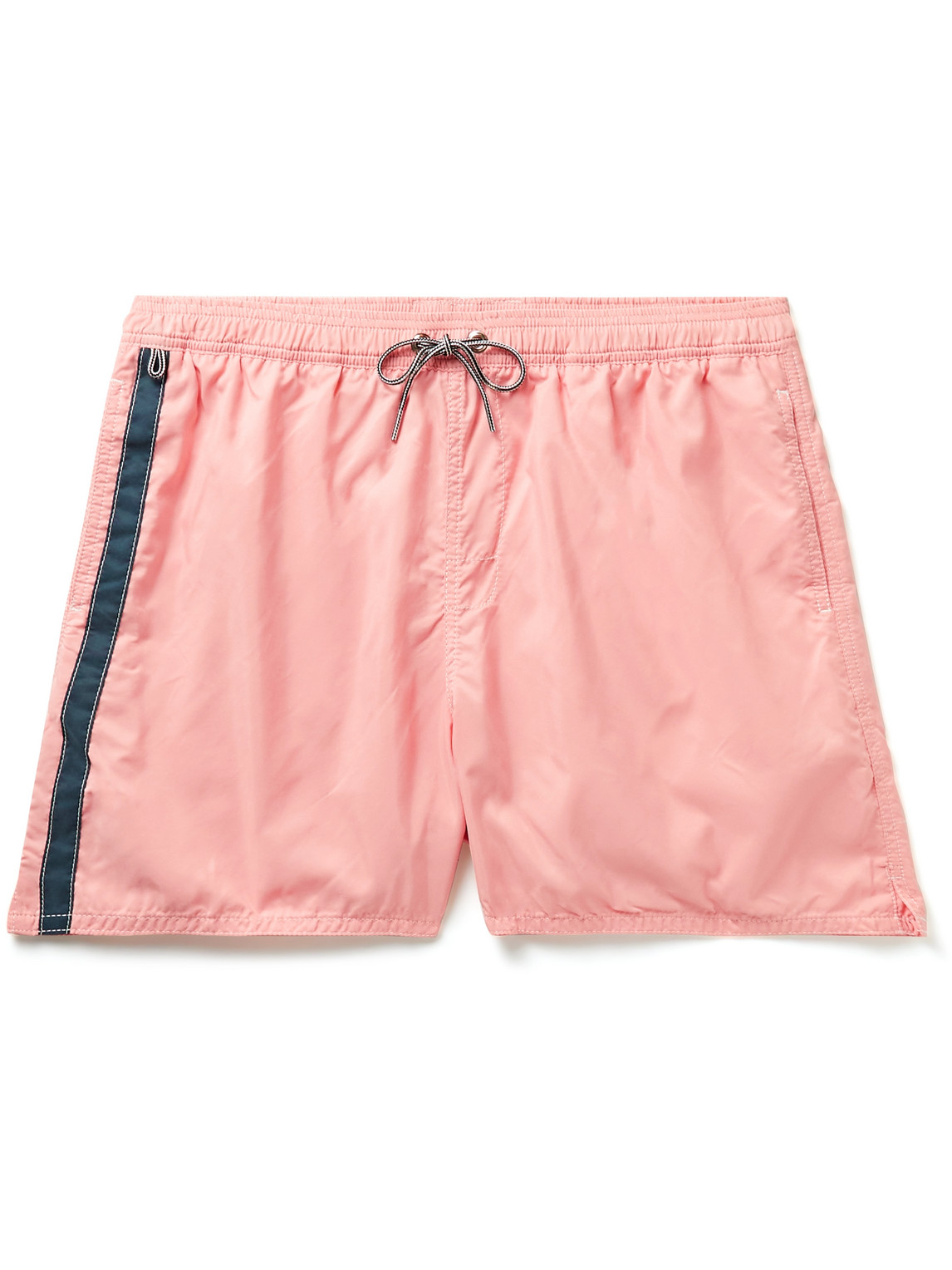 Birdwell Mid-length Striped Swim Shorts In Pink