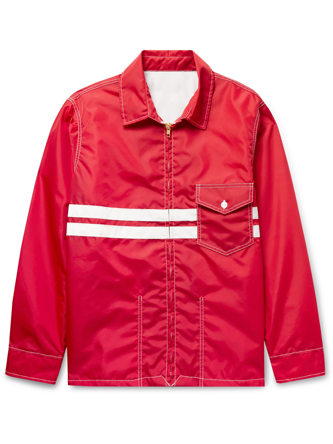 Birdwell Striped Nylon Jacket In Red