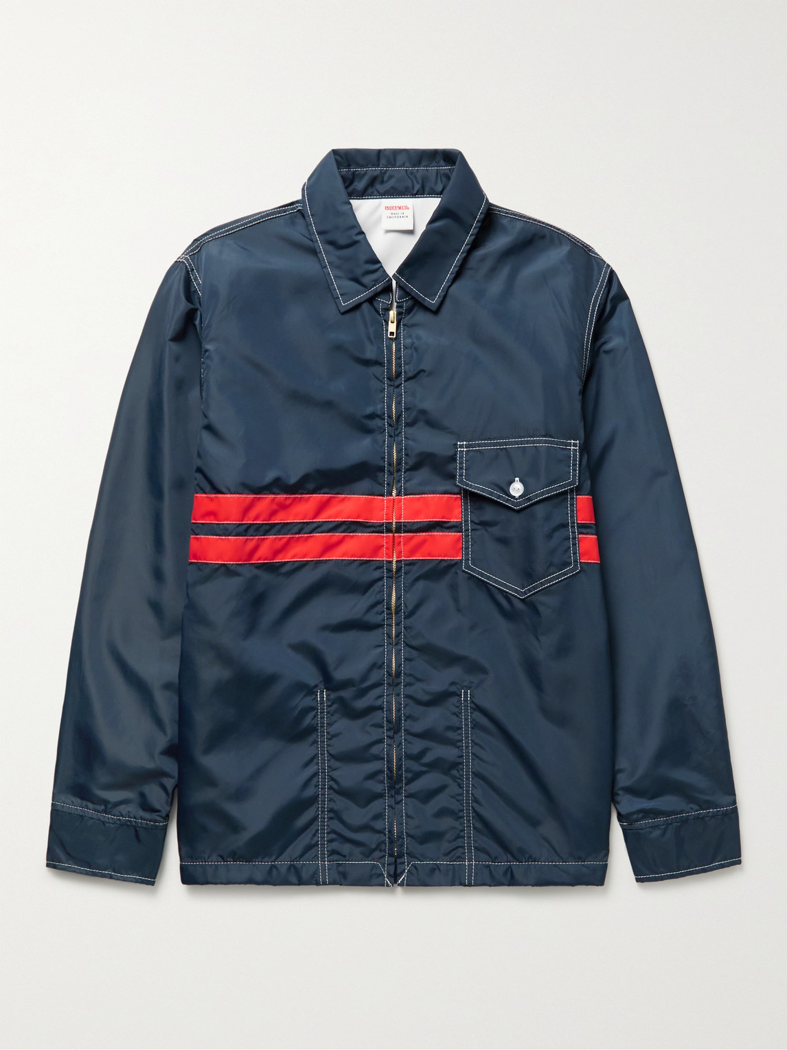 Birdwell Striped Nylon Jacket In Blue