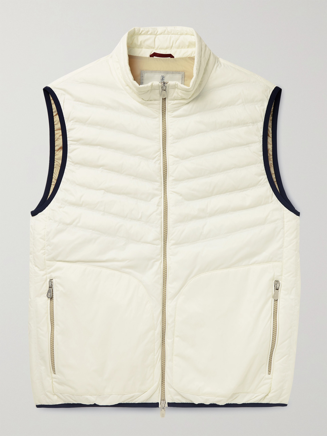 Brunello Cucinelli Quilted Shell Down Gilet In Neutrals