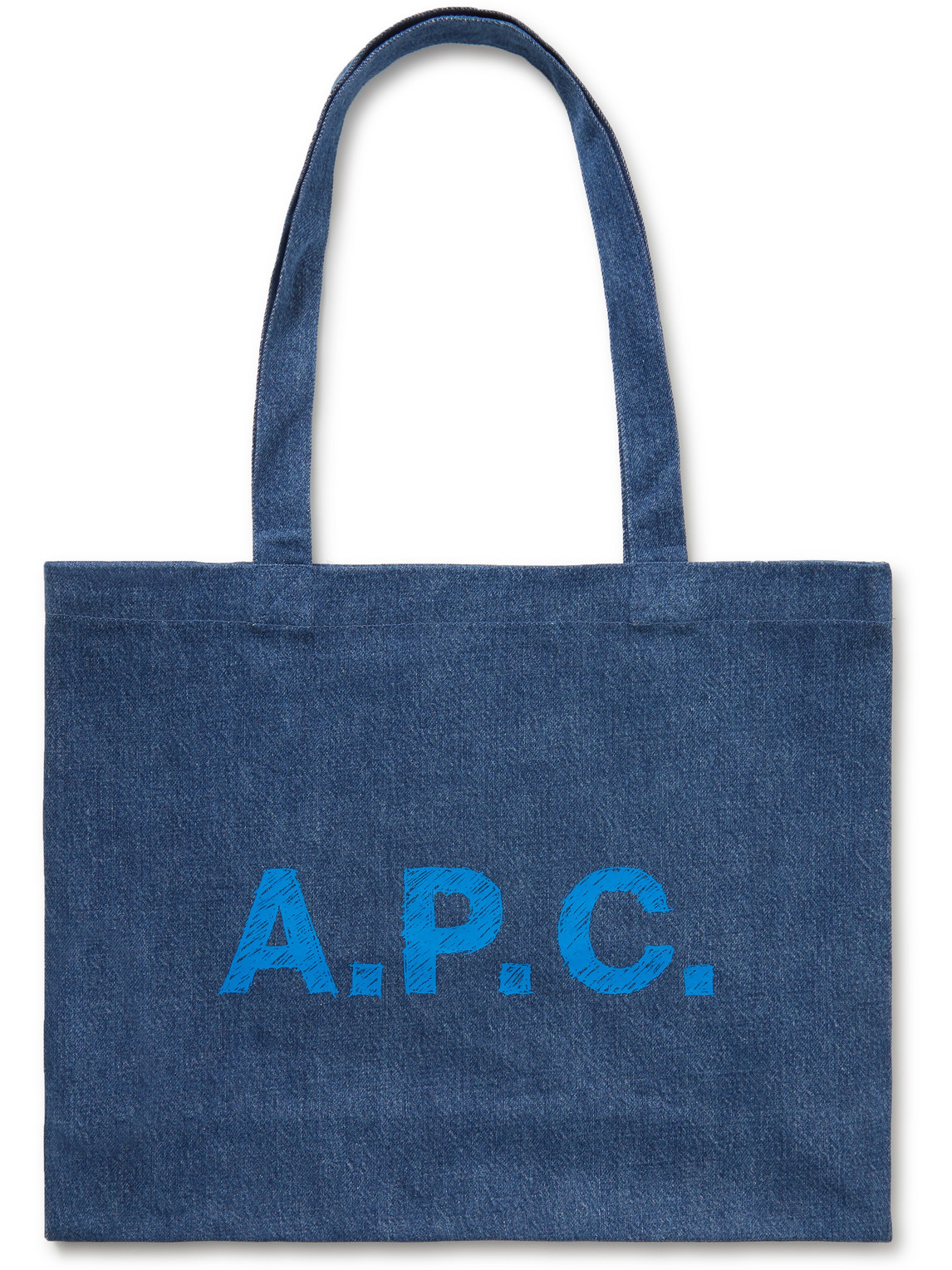A.P.C logo-print Denim Tote Bag - Blue