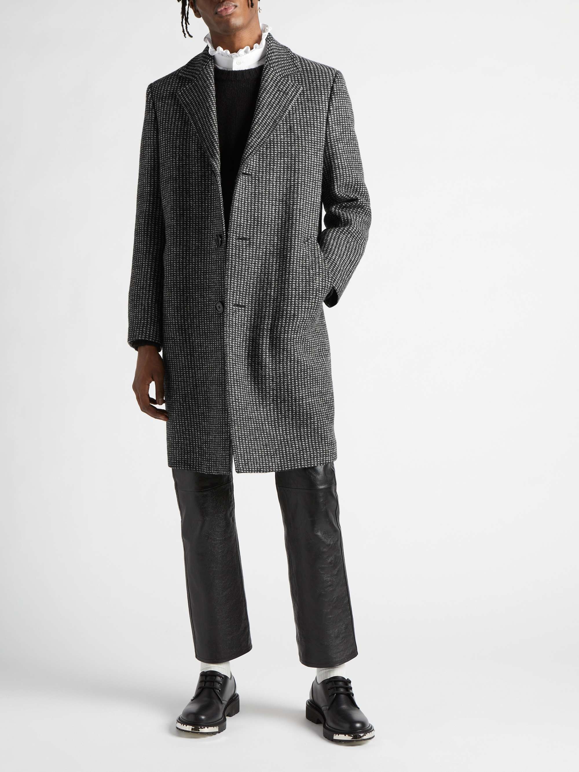 CELINE HOMME Checked Wool-Tweed Coat