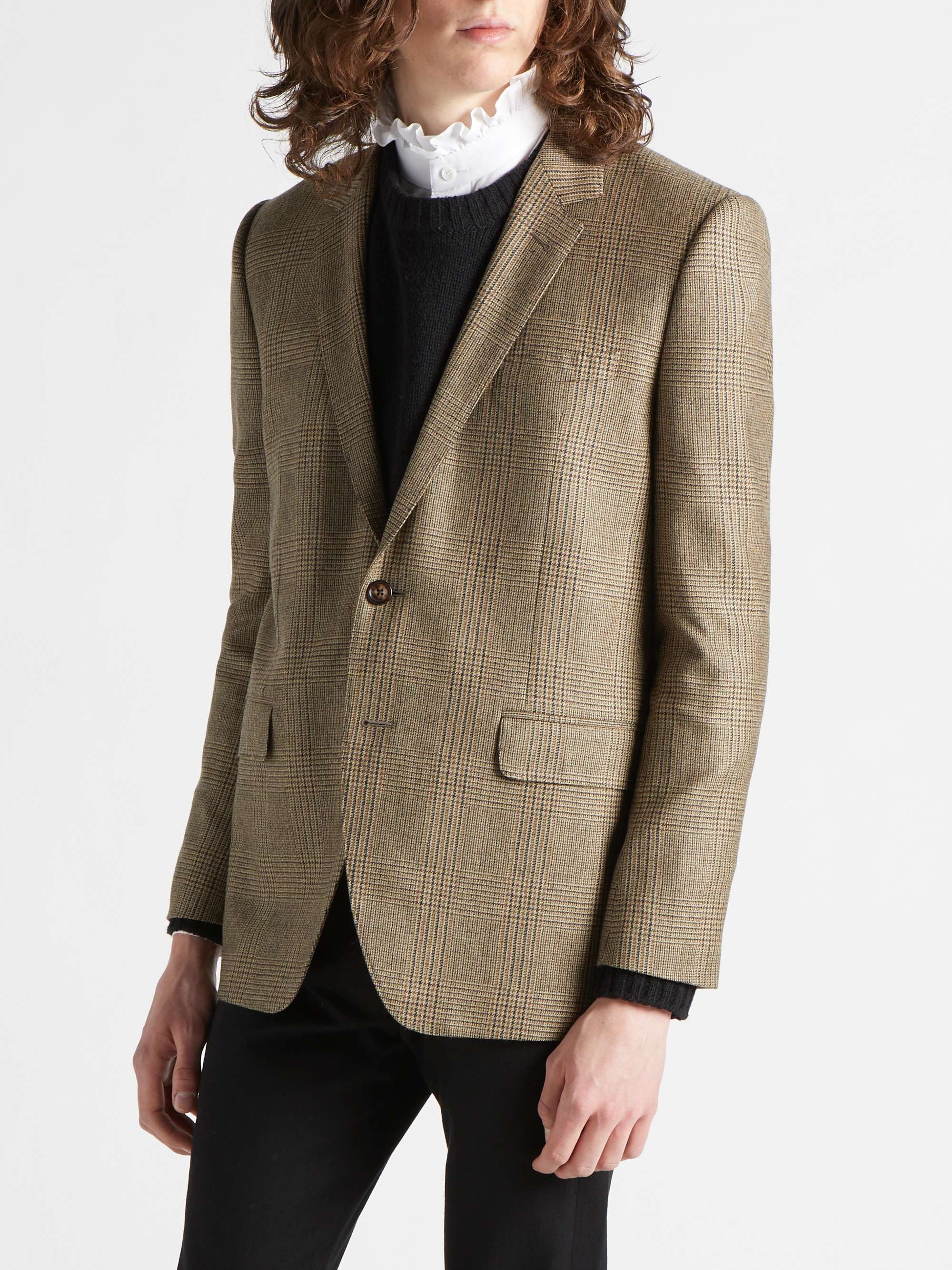 CELINE HOMME Prince of Wales Checked Wool Blazer