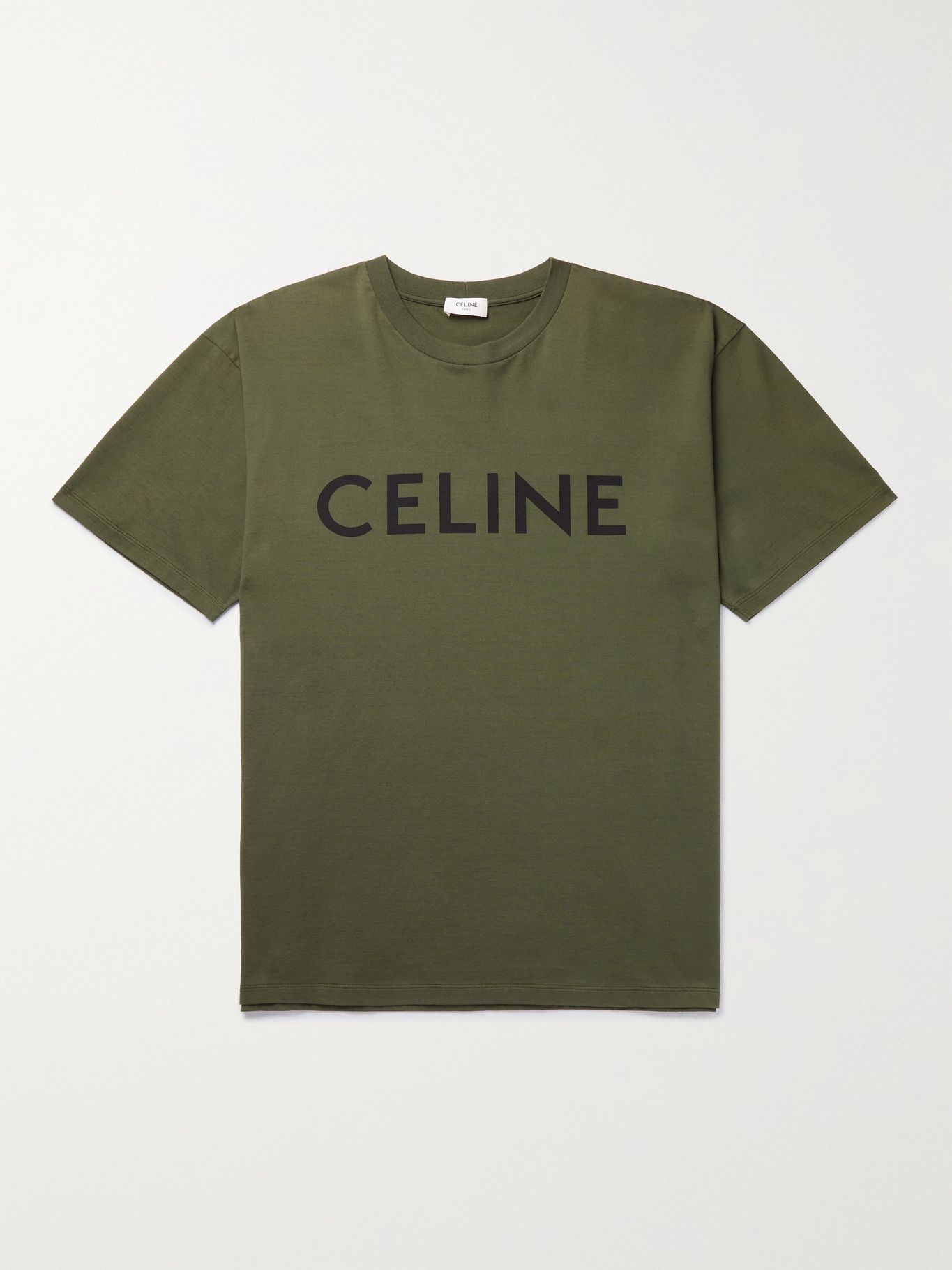 Green Logo-Print Cotton-Jersey T-Shirt | CELINE HOMME | MR PORTER