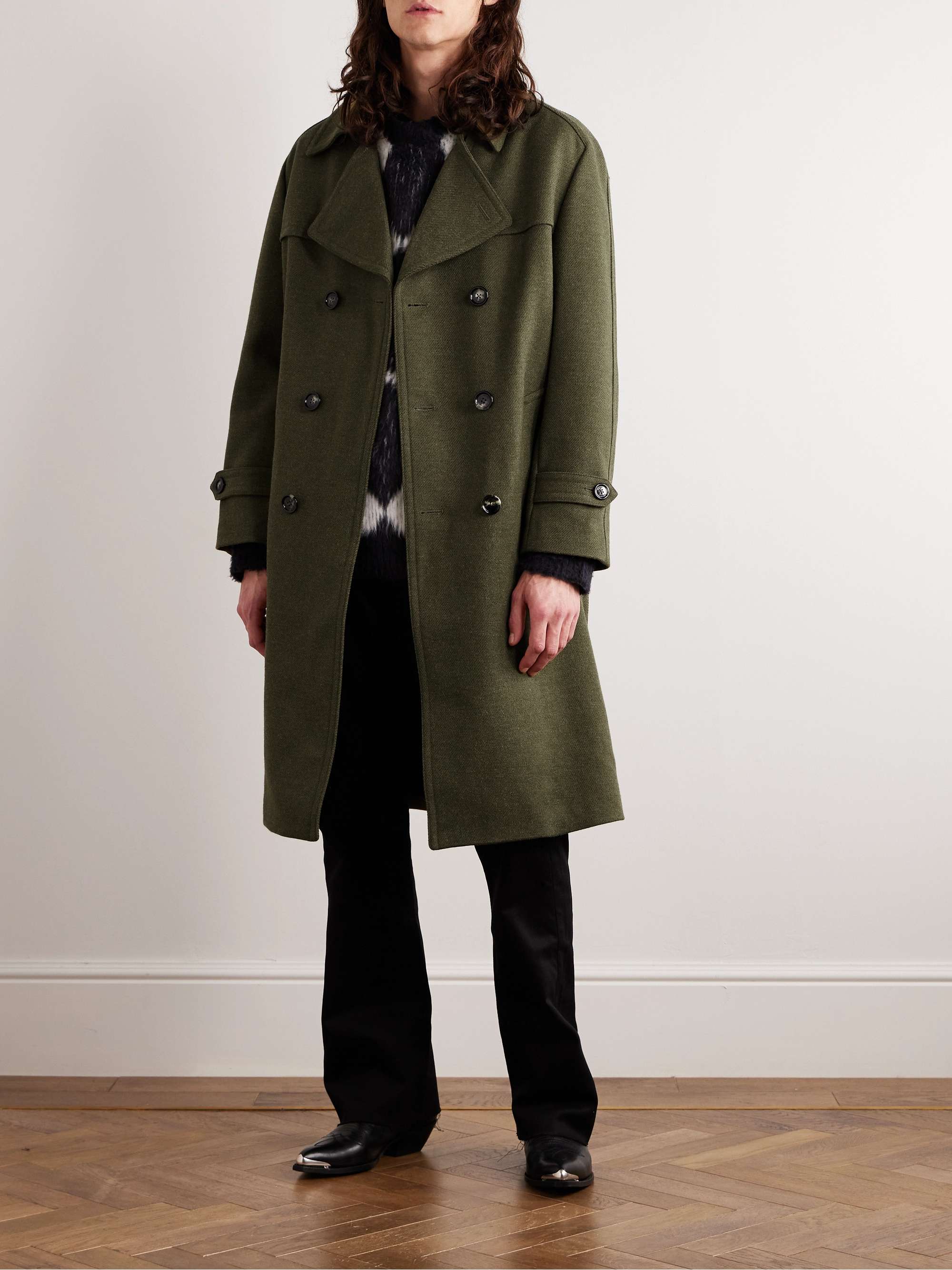 Oversized Double-Breasted Wool Trench Coat