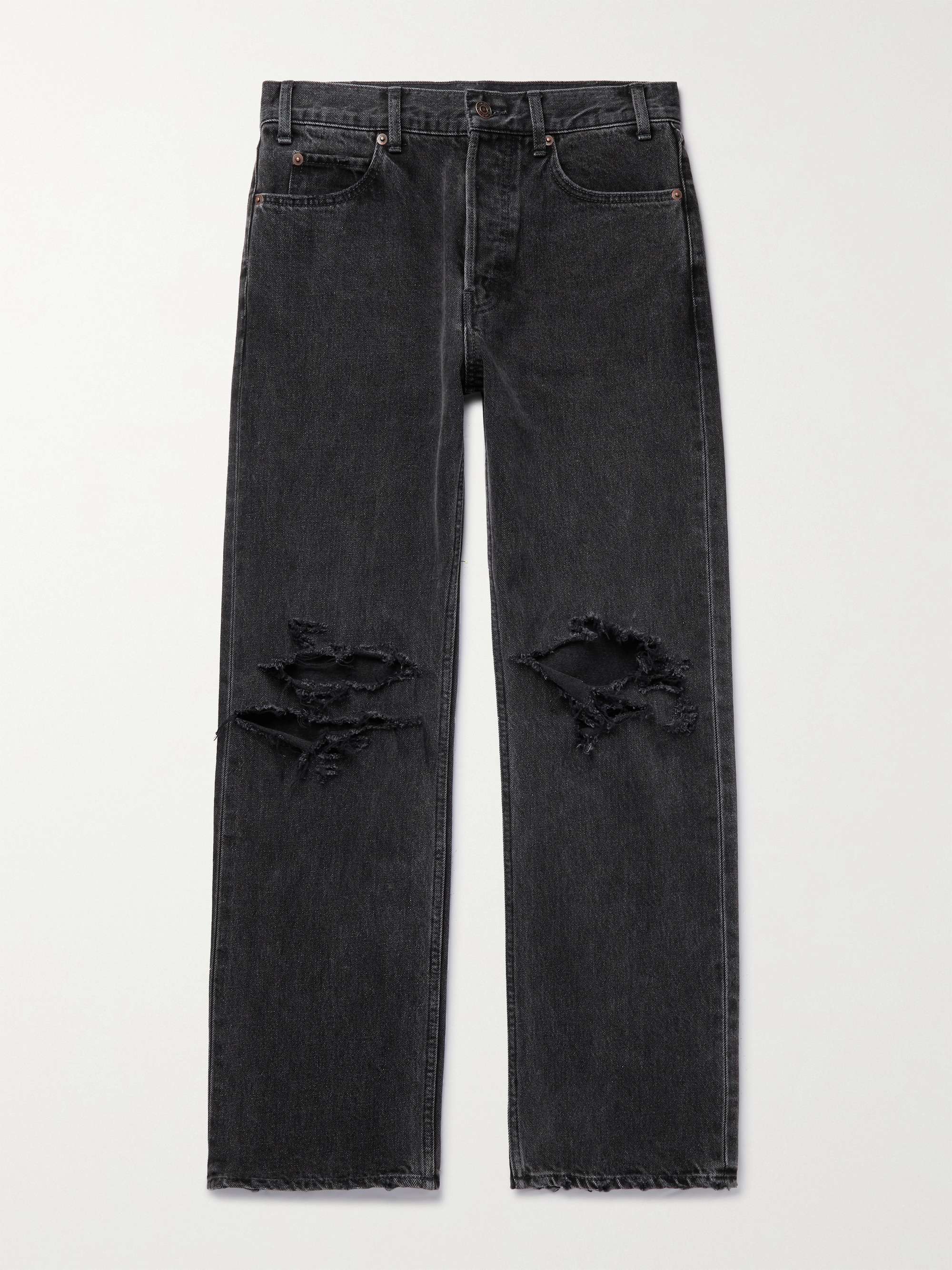 셀린느 옴므 커트 데님 진 CELINE HOMME Kurt Slim-Fit Distressed Denim Jeans,Black