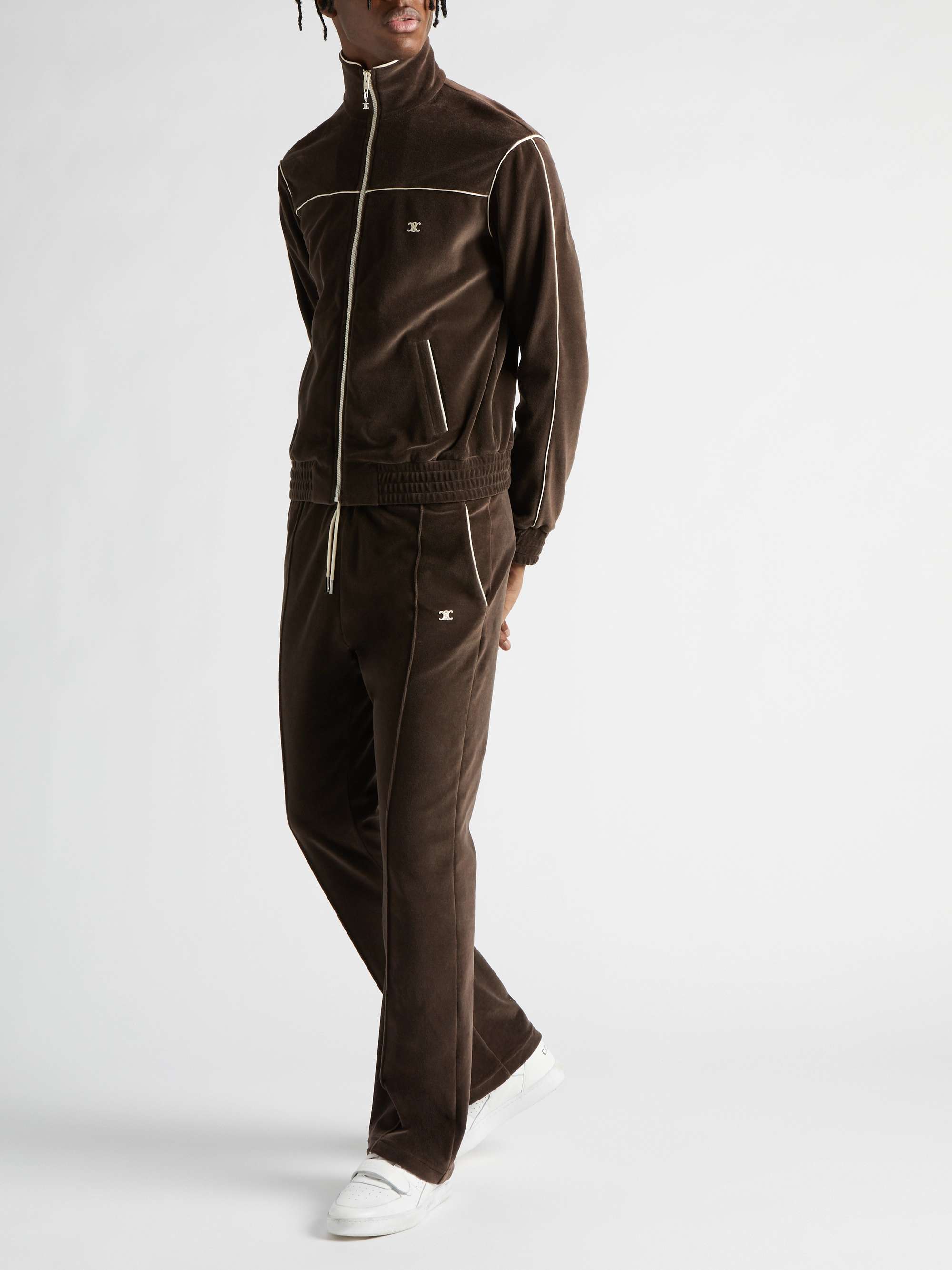 Brown Cotton-Blend Velour Sweatpants | CELINE HOMME | MR PORTER